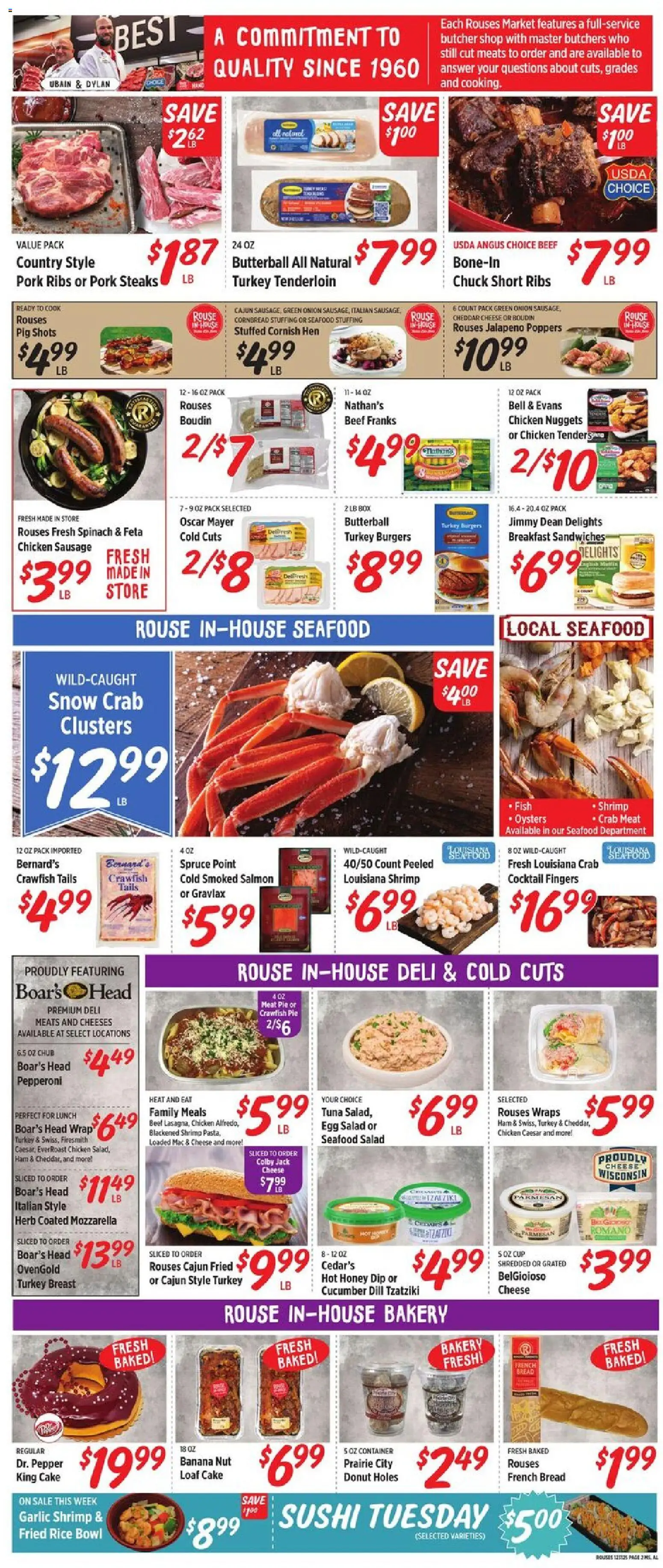 Rouses Weekly Ad - AL - valid from 31.12.2025 | Page: 6 | Products: Bakery, Bread, Rice, Sausage