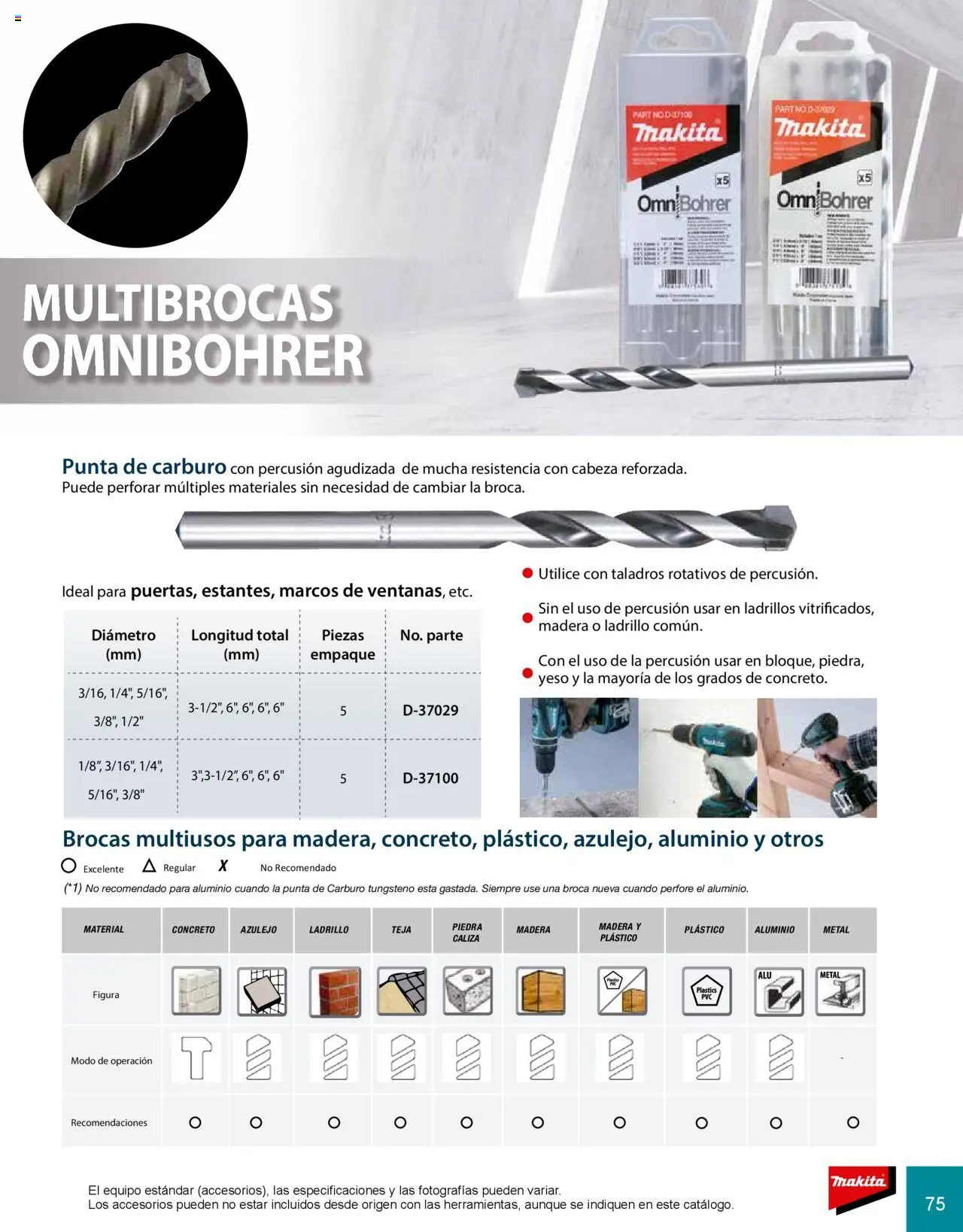 Nuevas ofertas de Makita válidas en toda la República Mexicana desde el 08.07.2024. ¡Encuentra las mejores ofertas en Makita catálogo Accesorios! | Página: 75 | Productos: Ladrillo