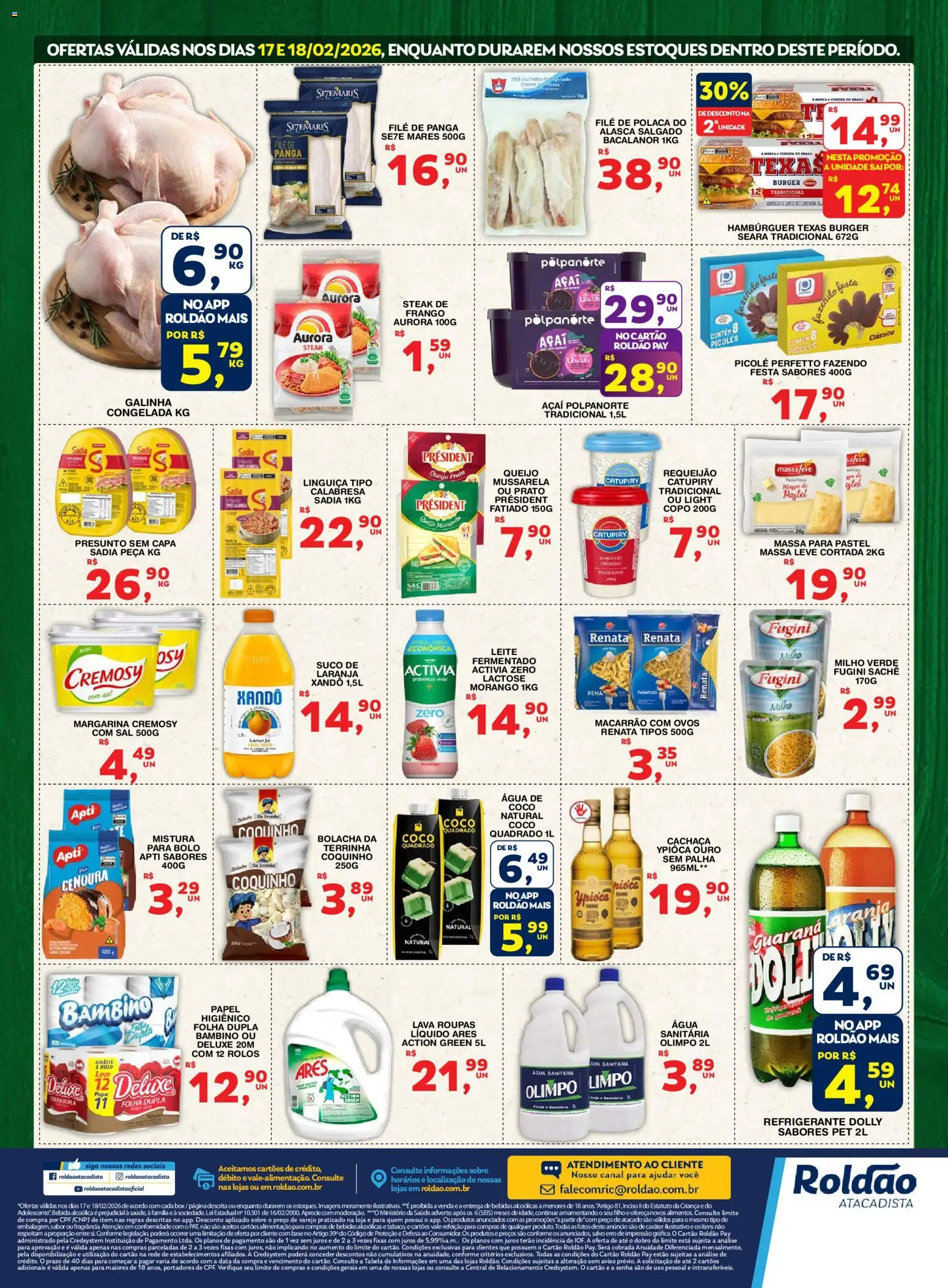 Roldão Folheto - válido de 17.02.2026 | Página: 2 | Produtos: Guaraná, Presunto, Suco, Massa