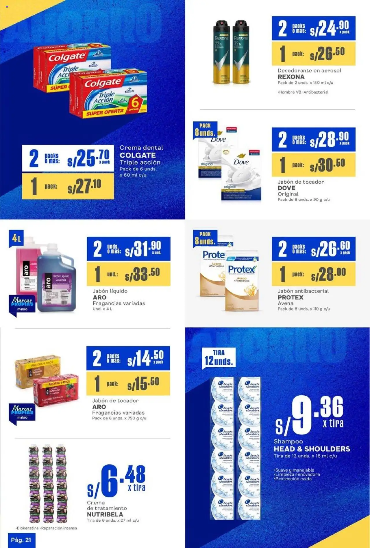 Catálogo Makro válido desde 11.09.2025 | Página: 21 | Productos: Shampoo, Jabón, Desodorante, Crema