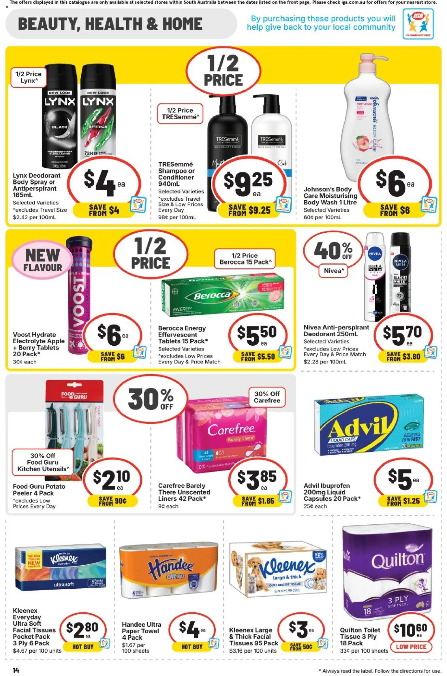 IGA catalogue - valid from 04.02.2026 | Page: 14 | Products: Shampoo, Antiperspirant, Tablets, Tissues