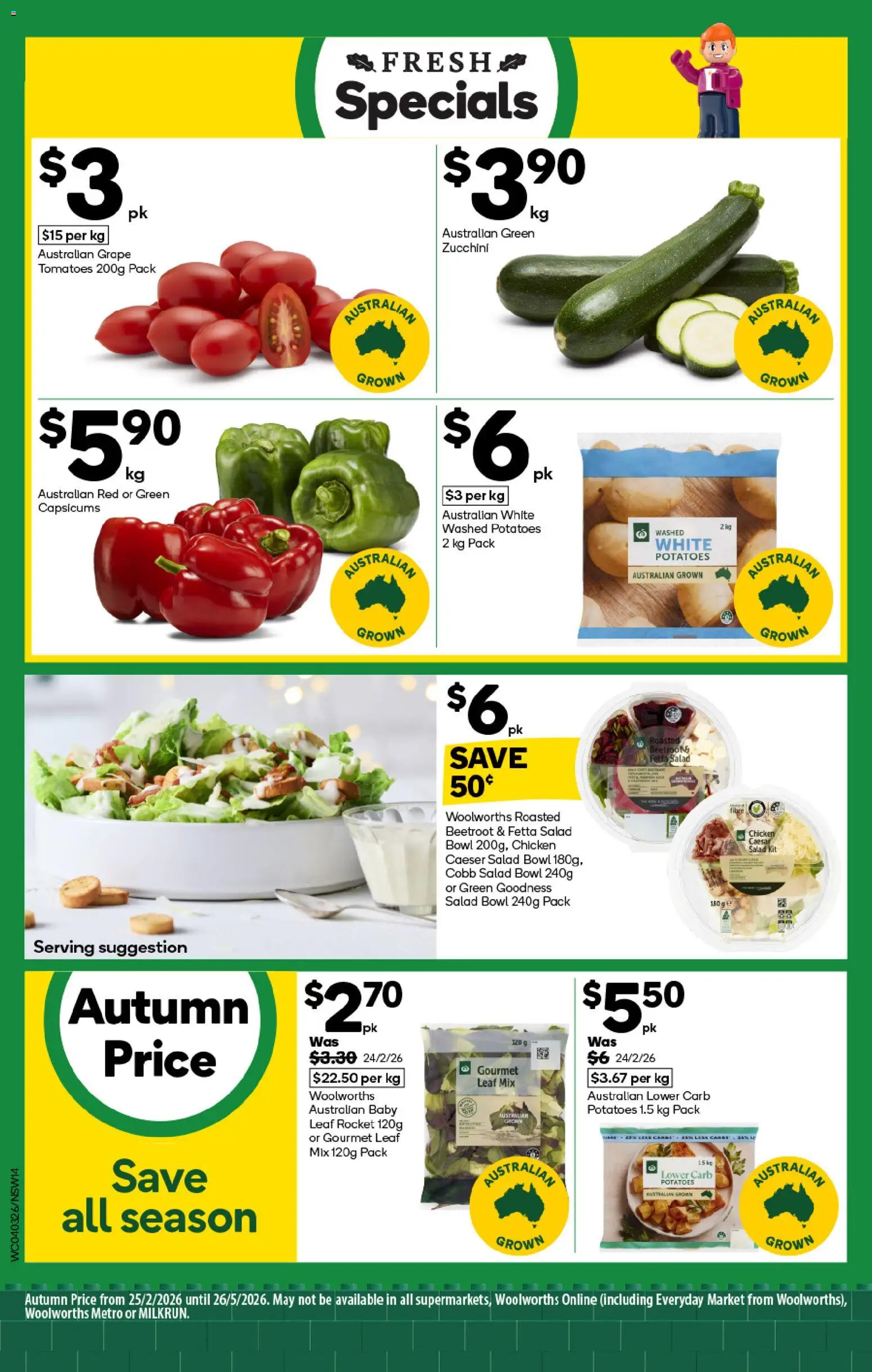 Woolworths catalogue - valid from 04.03.2026 | Page: 14 | Products: Tomatoes, Rocket, Potatoes, Zucchini