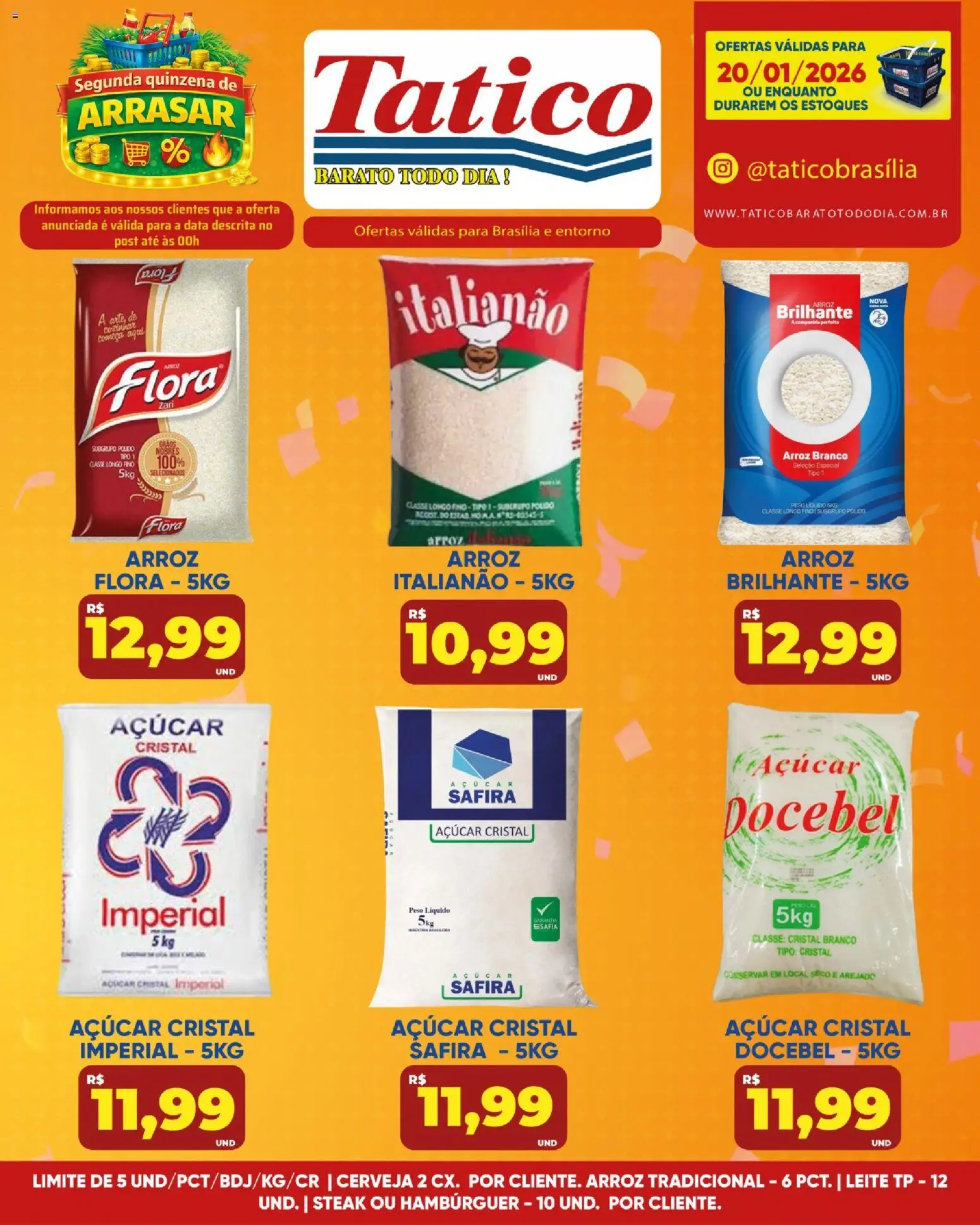 Tatico Folheto - válido de 20.01.2026 | Página: 1 | Produtos: Leite, Cerveja, Arroz, Açúcar