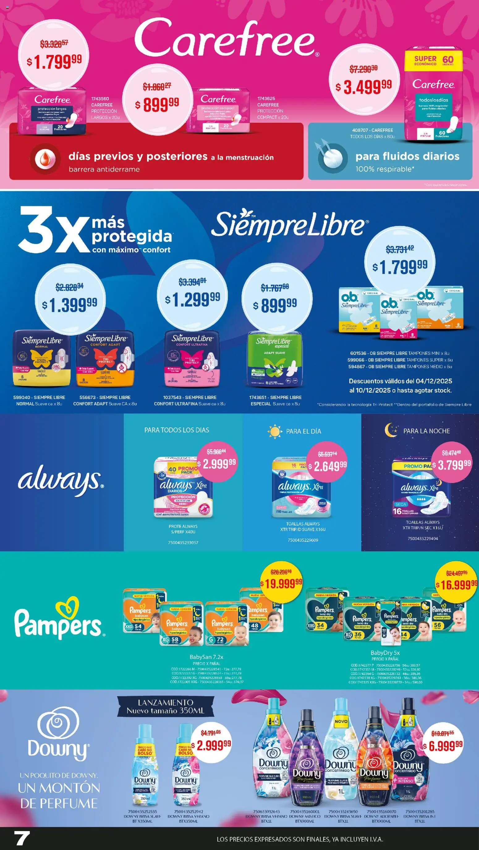 Makro ofertas │ válido desde el 04.12.2025 | Página: 7 | Productos: Tampones, Toallas, Perfume, Bolso