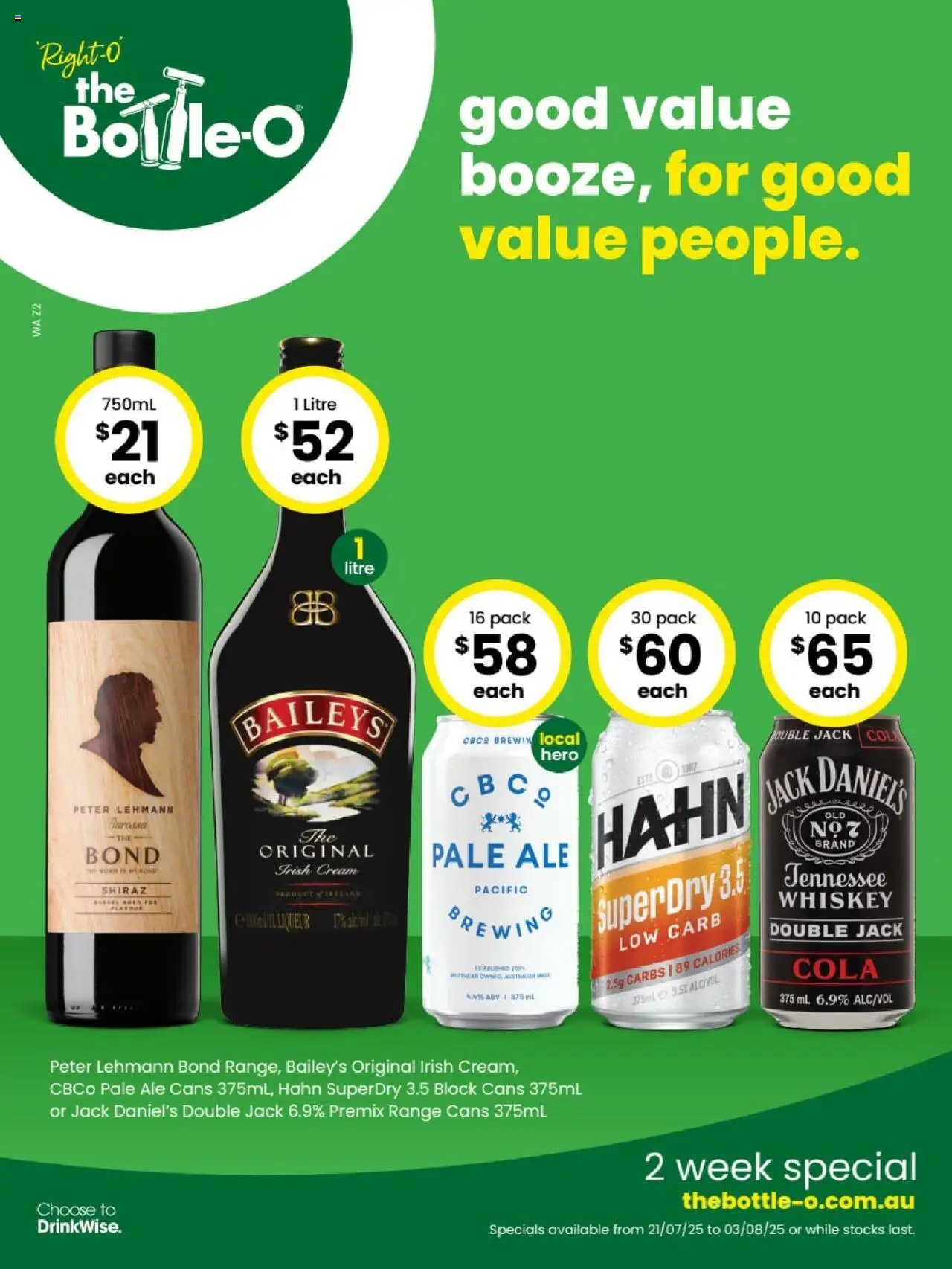 The Bottle-O catalogue - valid from 21.07.2025 | Page: 1 | Products: Cream, Whiskey