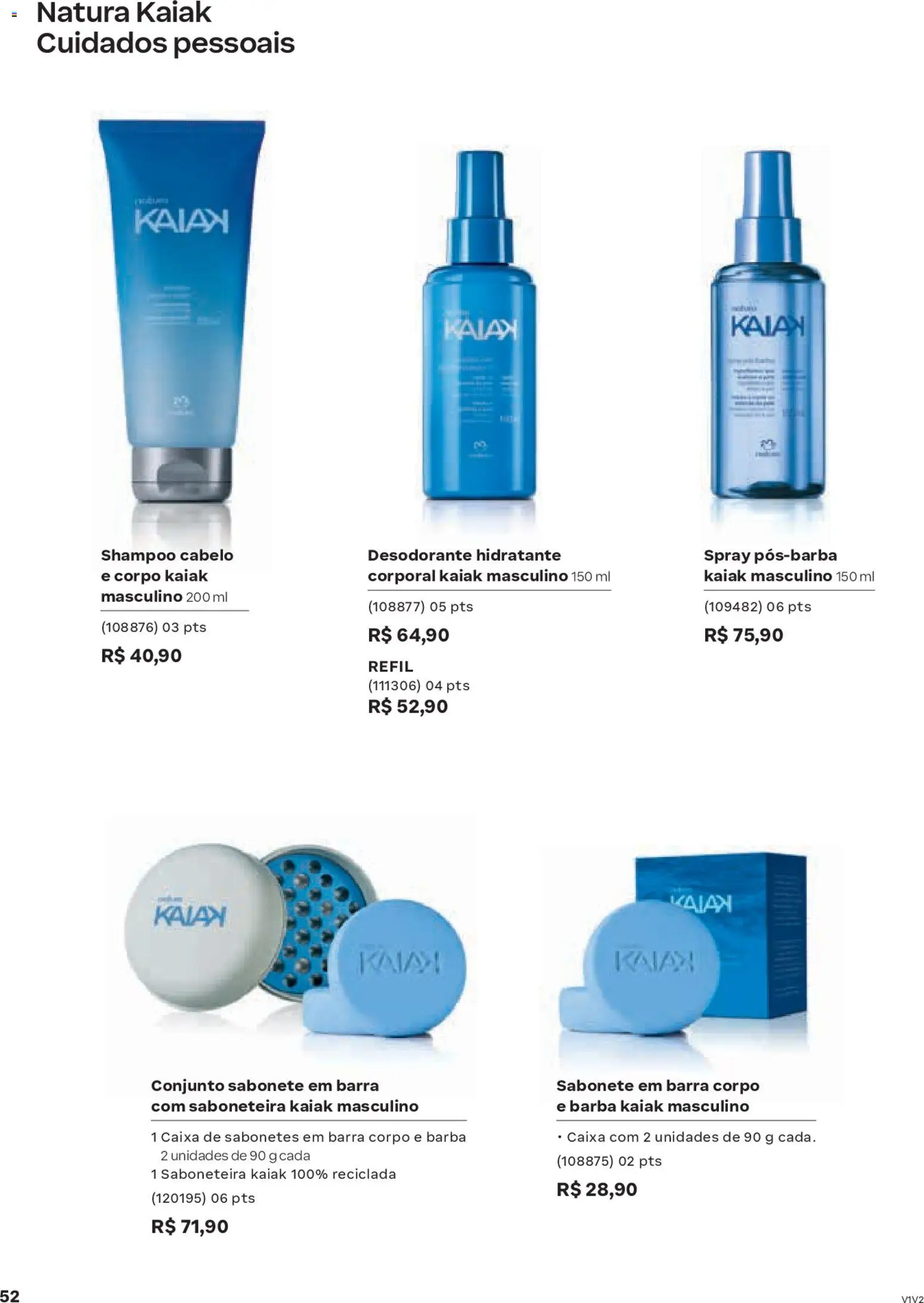 Natura Folheto - válido de 04.02.2026 | Página: 52 | Produtos: Shampoo, Desodorante, Caixa, Saboneteira