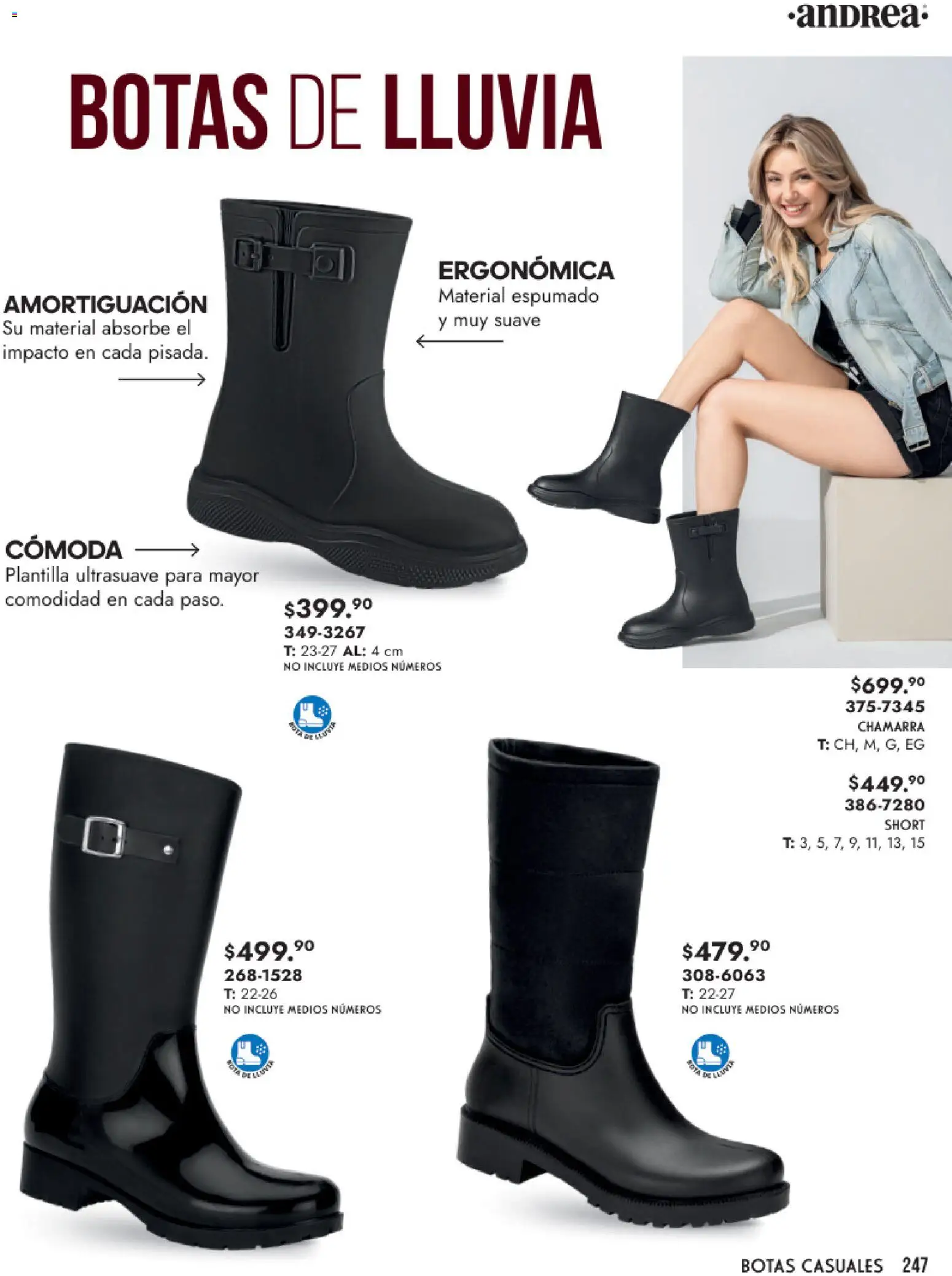 Nuevas ofertas de Andrea válidas en toda la República Mexicana desde el 25.01.2026. ¡Encuentra las mejores ofertas en Andrea catálogo Calzado Dama! | Página: 247 | Productos: Botas, Chamarra, Short
