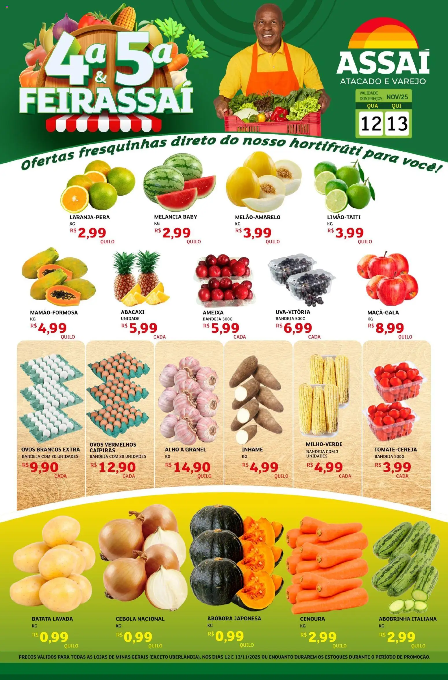 Assaí Atacadista Folheto - válido de 12.11.2025 | Página: 1 | Produtos: Alho, Bandeja, Batata, Ameixa