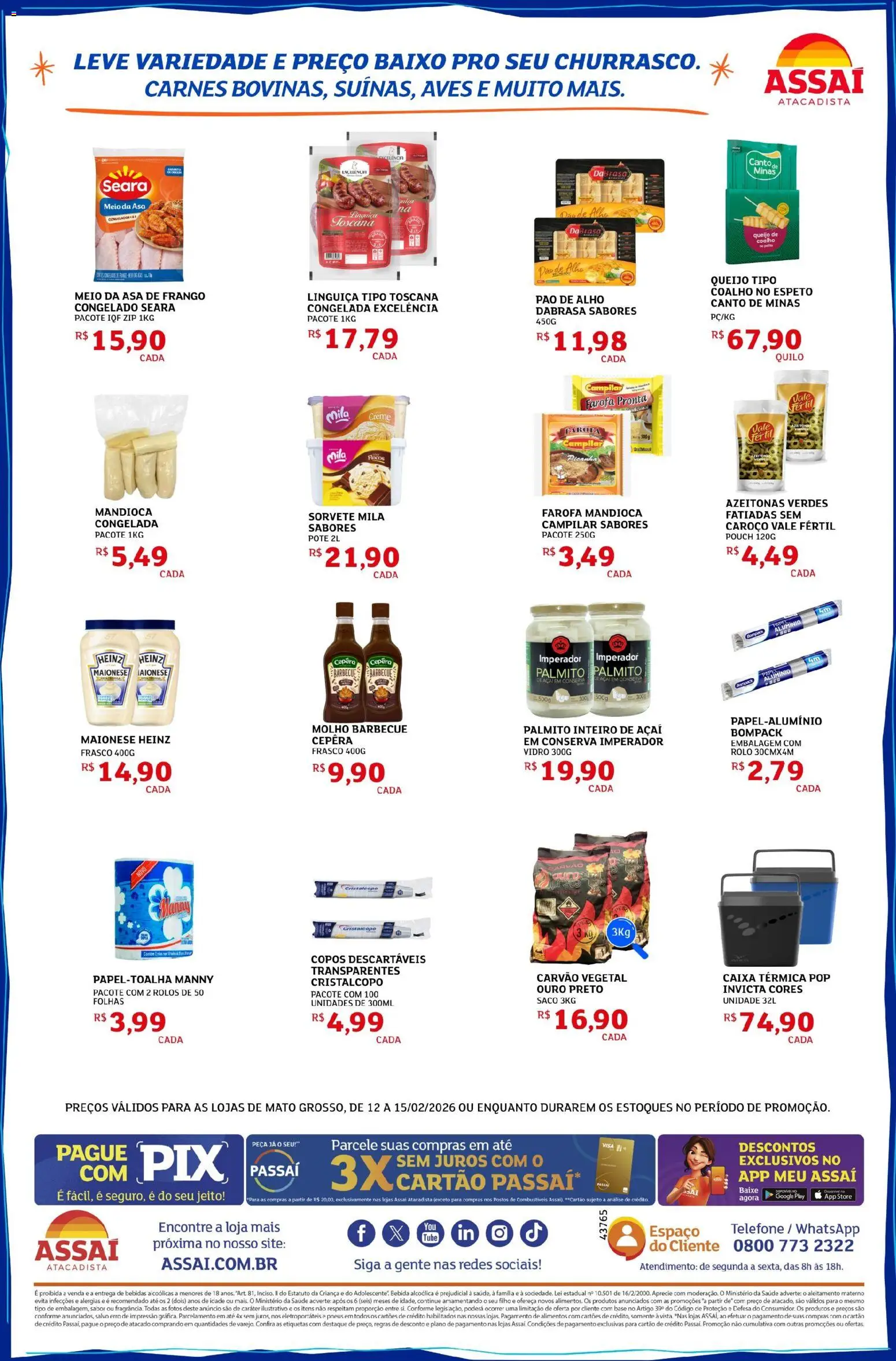 Assaí Atacadista Folheto - válido de 12.02.2026 | Página: 2 | Produtos: Pneus, Base, Sorvete, Frango