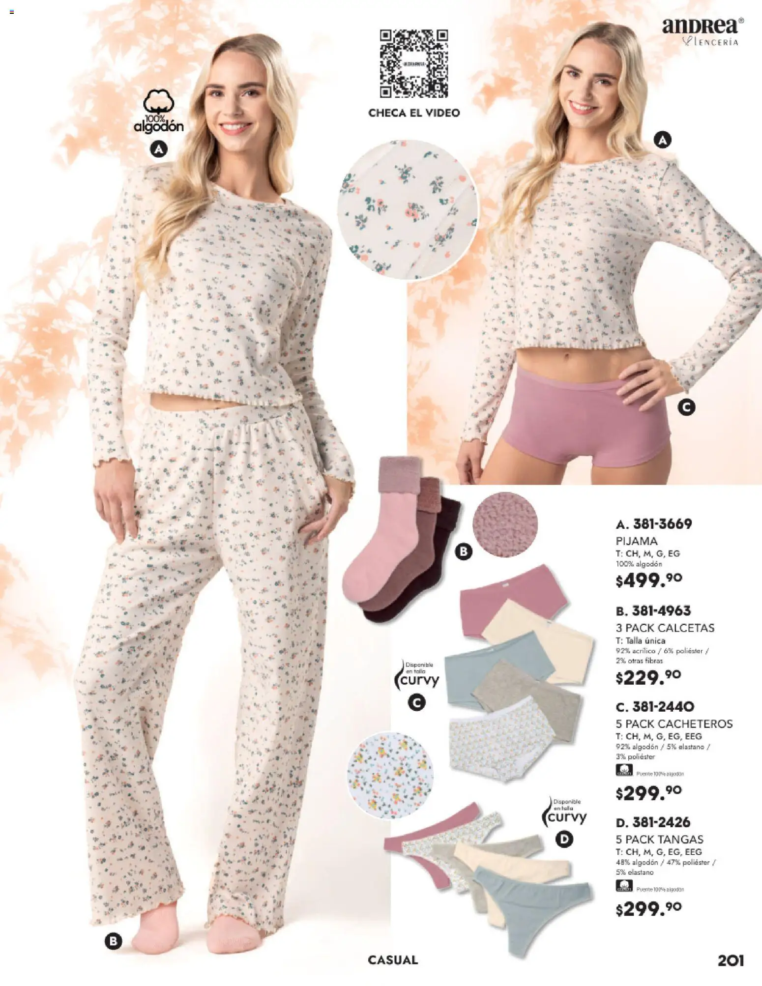 Nuevas ofertas de Andrea válidas en toda la República Mexicana desde el 26.11.2025. ¡Encuentra las mejores ofertas en Andrea catálogo Lancería, Vestir Interior otoño 2025! | Página: 37 | Productos: Calcetas, Pijama, Algodón, Video