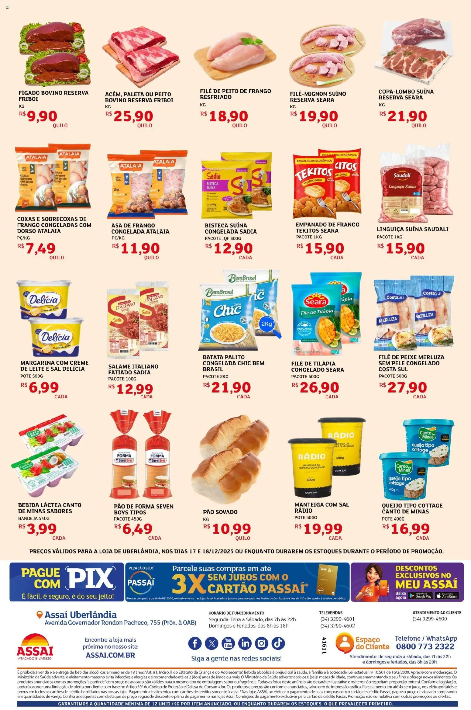 Assaí Atacadista Folheto - válido de 17.12.2025 | Página: 2 | Produtos: Asa de frango, Pão de forma, Creme, Frango