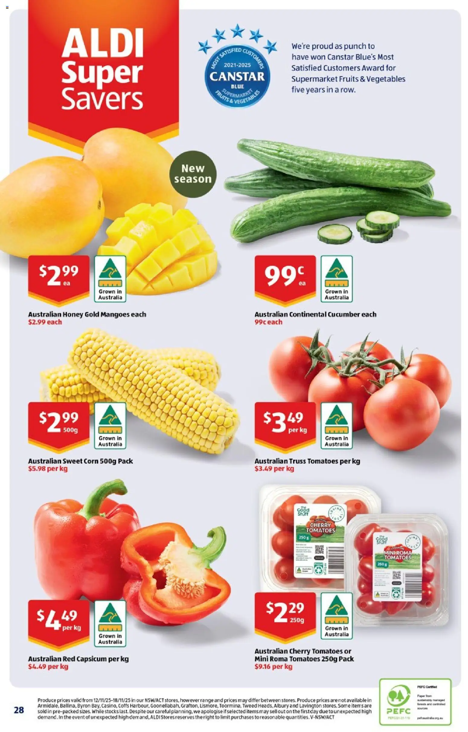 Aldi catalogue - valid from 19.11.2025 | Page: 28 | Products: Capsicum, Honey, Vegetables, Fruits