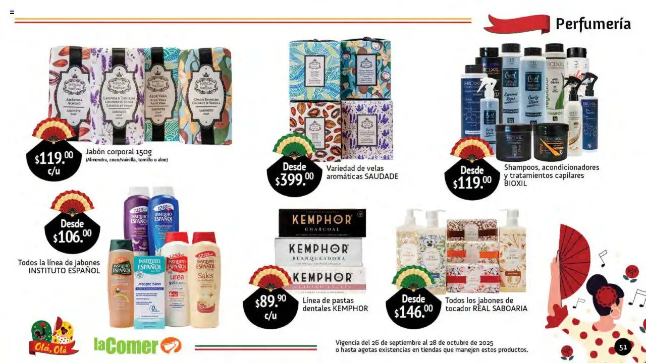 Nuevas ofertas de La Comer válidas en toda la República Mexicana desde el 26.09.2025. ¡Encuentra las mejores ofertas en La Comer folleto Olá, Olé! | Página: 51 | Productos: Sales, Jabón