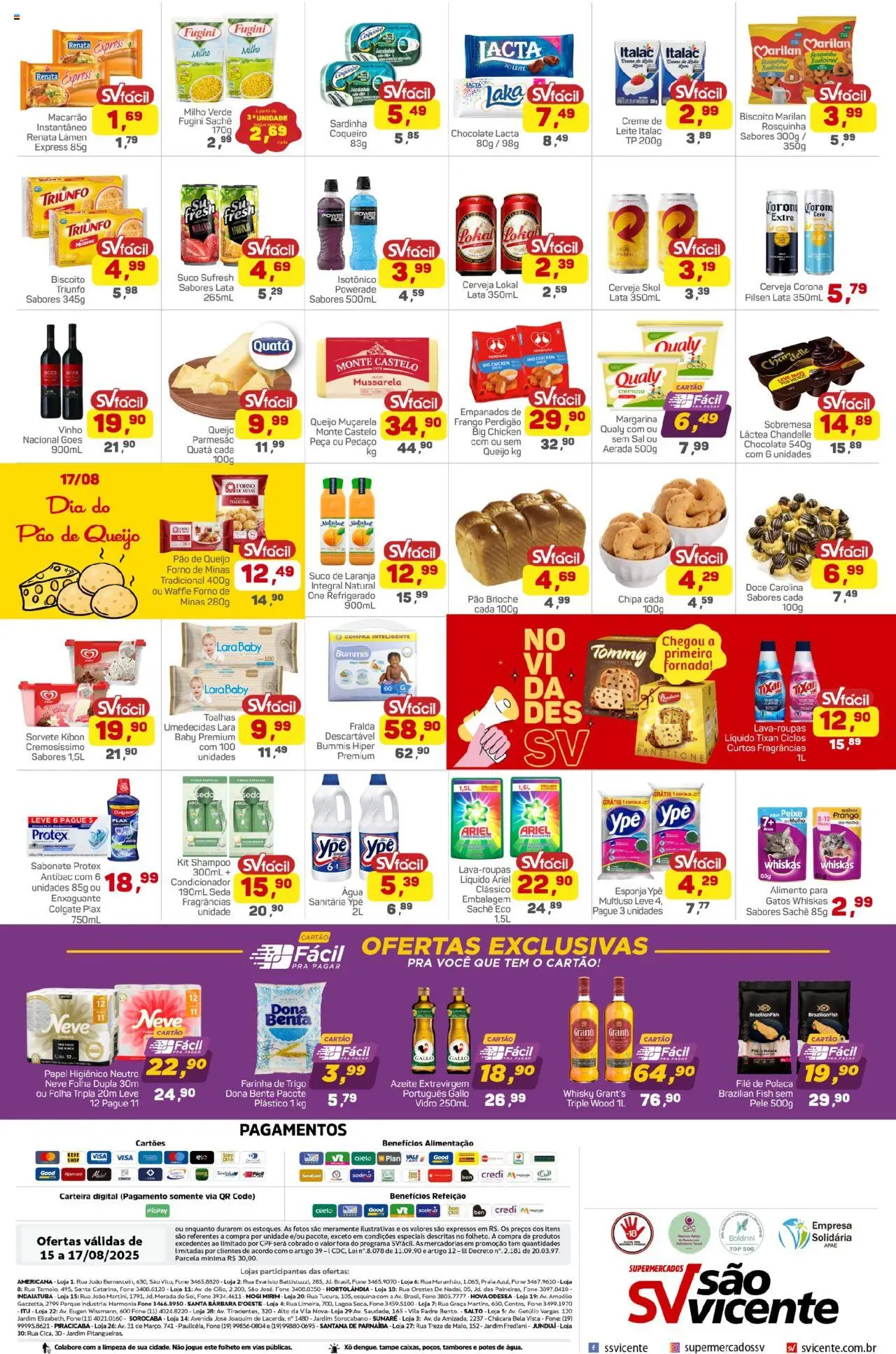 Supermercados São Vicente Folheto - válido de 15.08.2025 | Página: 2 | Produtos: Farinha de trigo, Suco, Potes, Sardinha