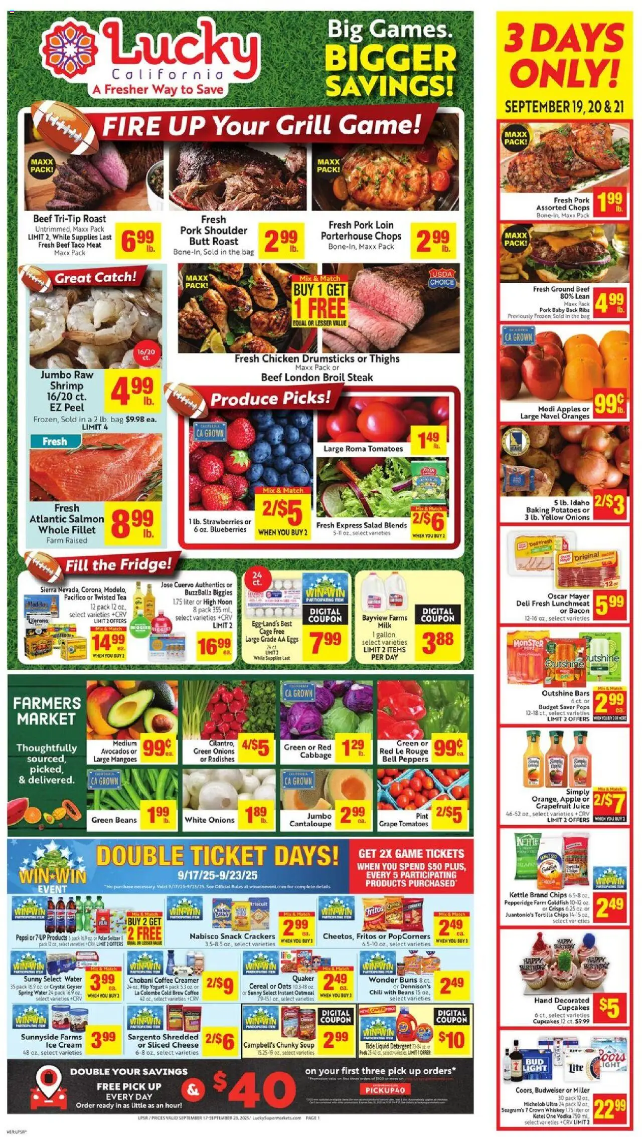 Lucky Supermarkets Weekly - AK - valid from 17.09.2025 | Page: 1 | Products: Coffee, Beef, Whiskey, Ice cream