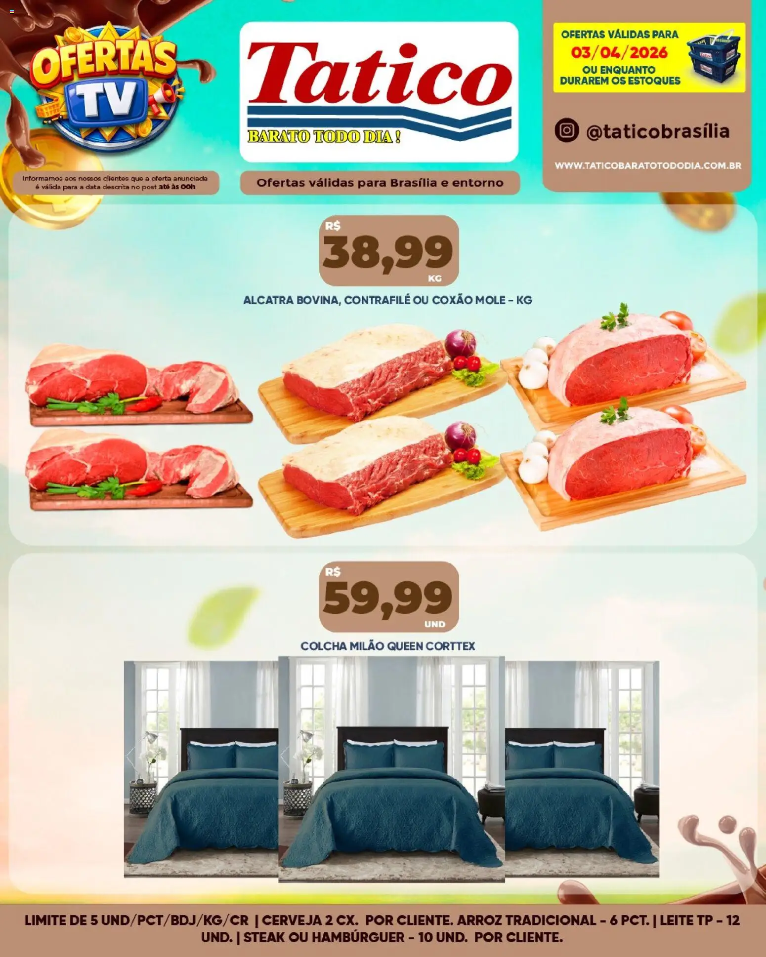 Tatico Folheto - válido de 03.04.2026 | Página: 15 | Produtos: Colcha, Alcatra, Cerveja, Arroz