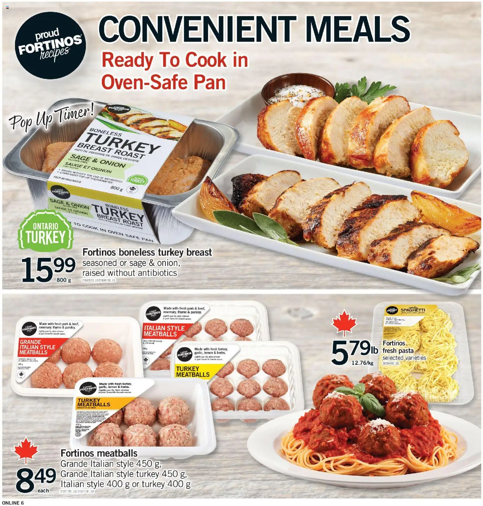 Fortinos flyer valid from 22.01.2026 | Page: 6 | Products: Pasta, Turkey, Thermometer, Pork