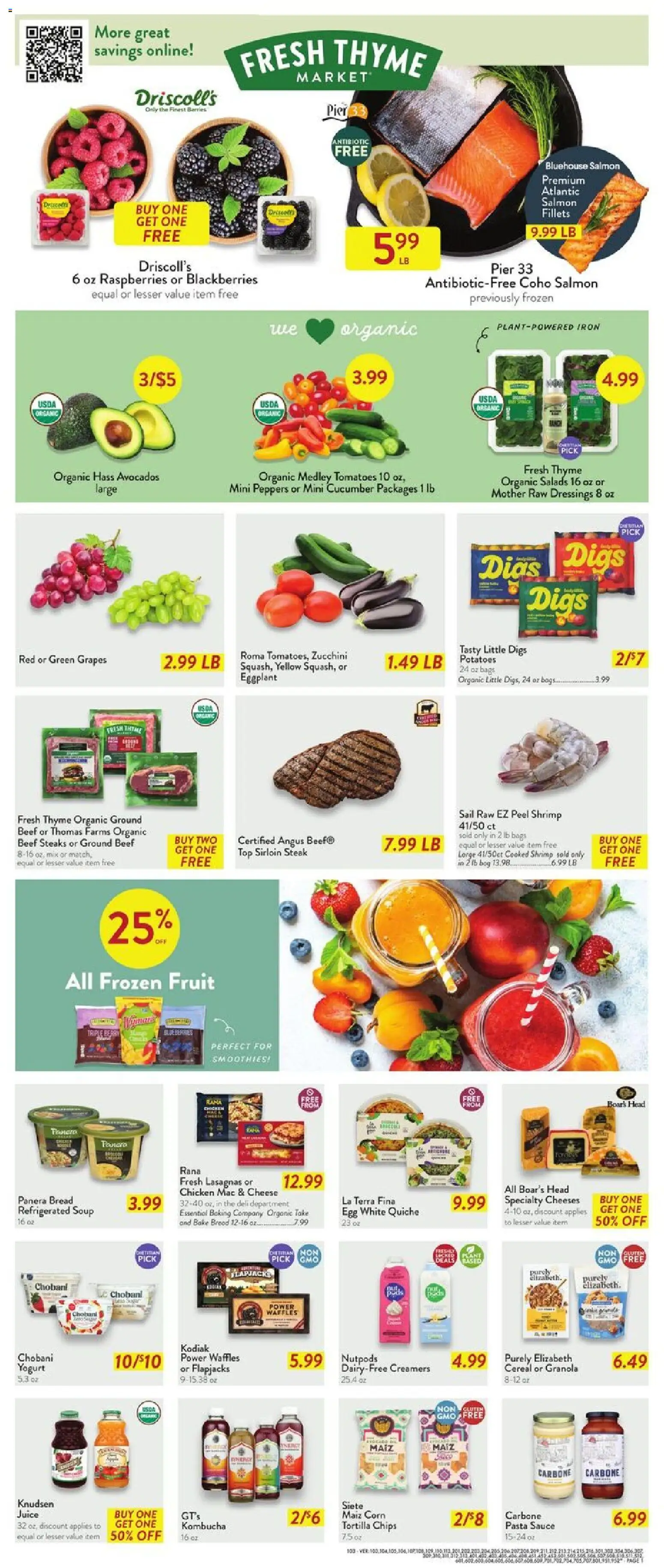 Fresh Thyme Weekly Ad - valid from 08.04.2026 | Page: 2 | Products: Corn, Peppers, Zucchini, Potatoes