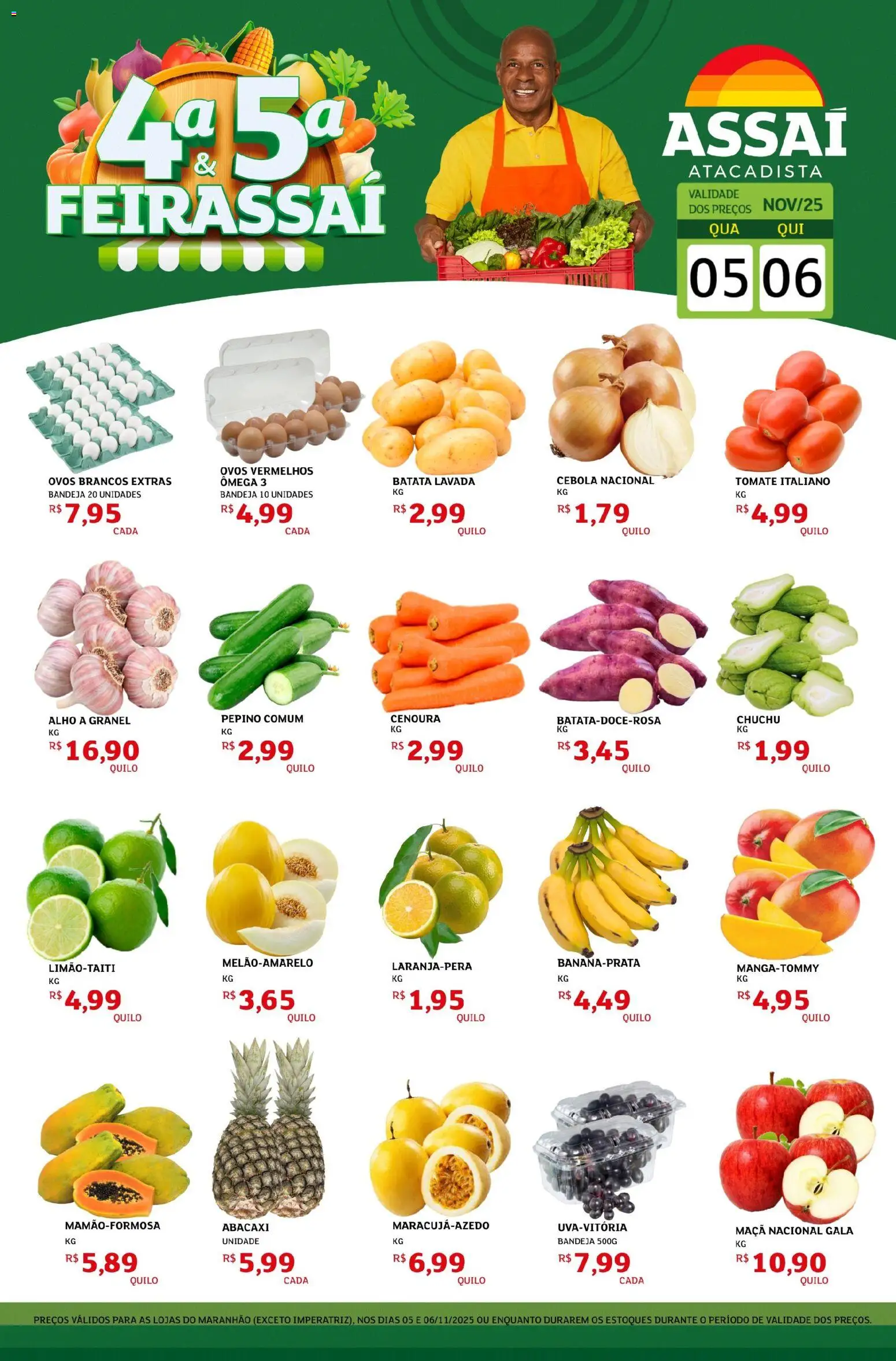 Assaí Atacadista Folheto - válido de 05.11.2025 | Página: 1 | Produtos: Ômega 3, Chuchu, Cebola, Batata