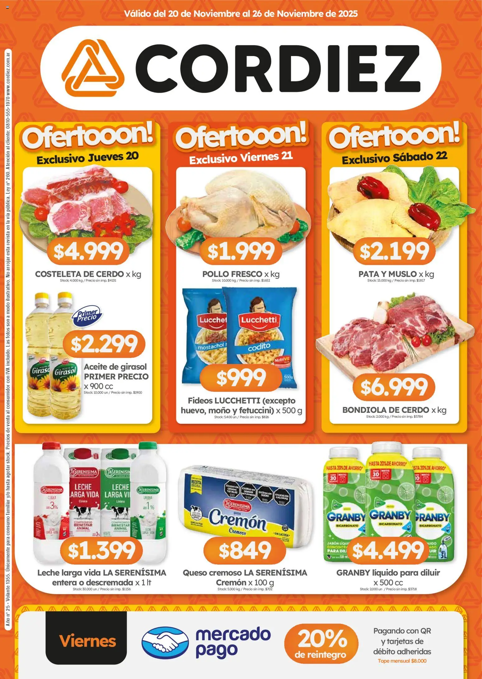 Cordiez ofertas │ válido desde el 20.11.2025 | Página: 1 | Productos: Moño, Jabón, Leche, Queso