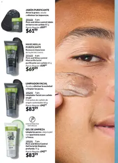 Vista previa de JABÓN PURIFICANTE, Atrae la grasa y ayuda a eliminar las impurezas. Pore and shine control Jabón en barra con carbón 80 g, nuevo folleto de la tienda, válido en México a partir del 20.02.2026 | Página: 144 | Productos: Limpiador, Barra, Polvo, Jabón