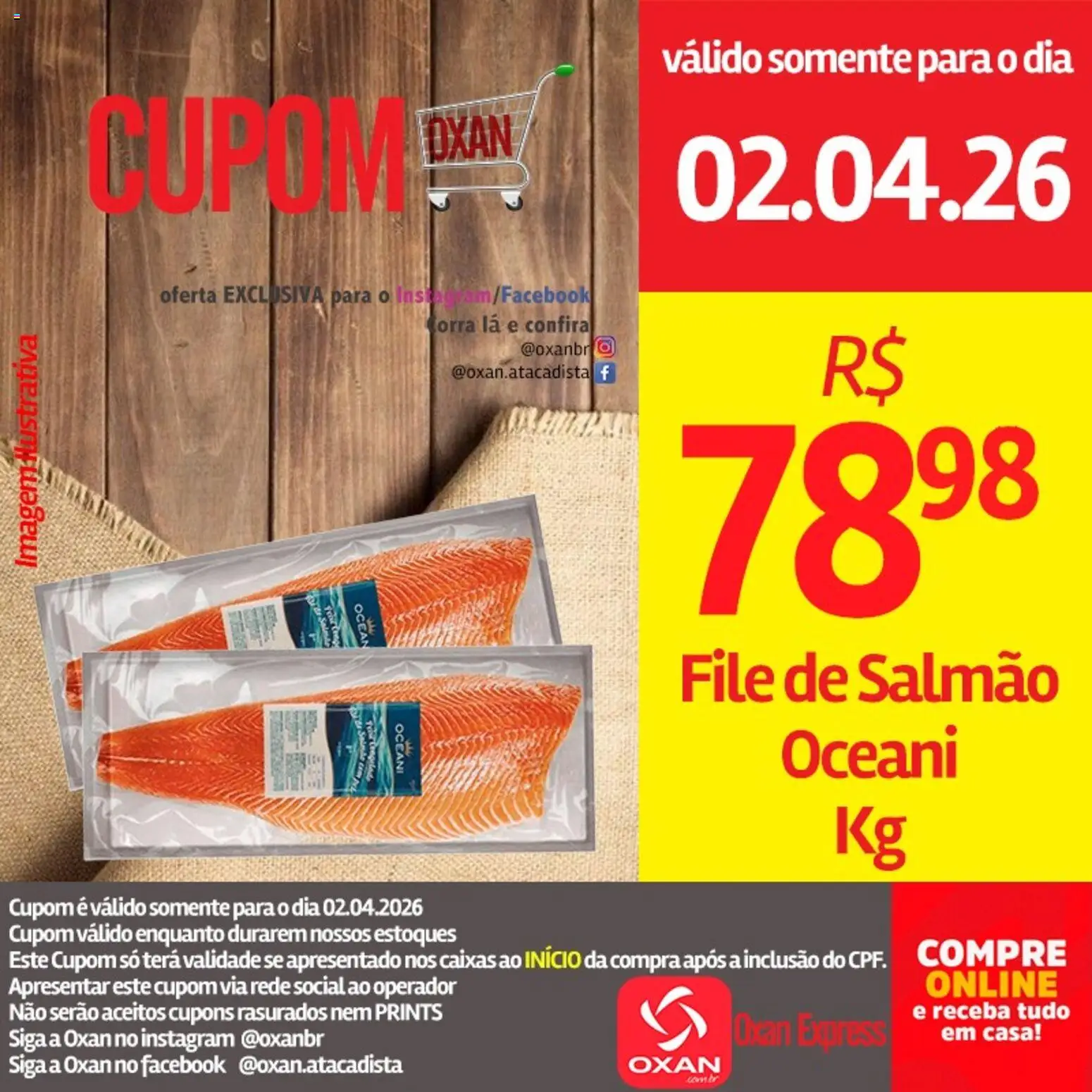 Oxan Atacadista Folheto - válido de 02.04.2026 | Página: 1 | Produtos: Salmão