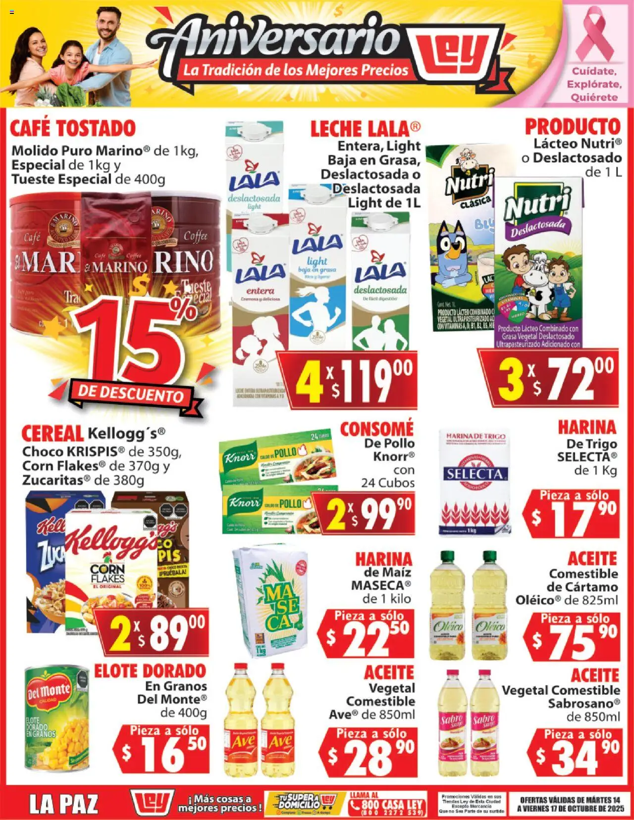 Nuevas ofertas de Casa Ley válidas en toda la República Mexicana desde el 14.10.2025. ¡Encuentra las mejores ofertas en Casa Ley - Folleto Autoservicio! | Página: 2 | Productos: Harina, Leche, Aceite, Café