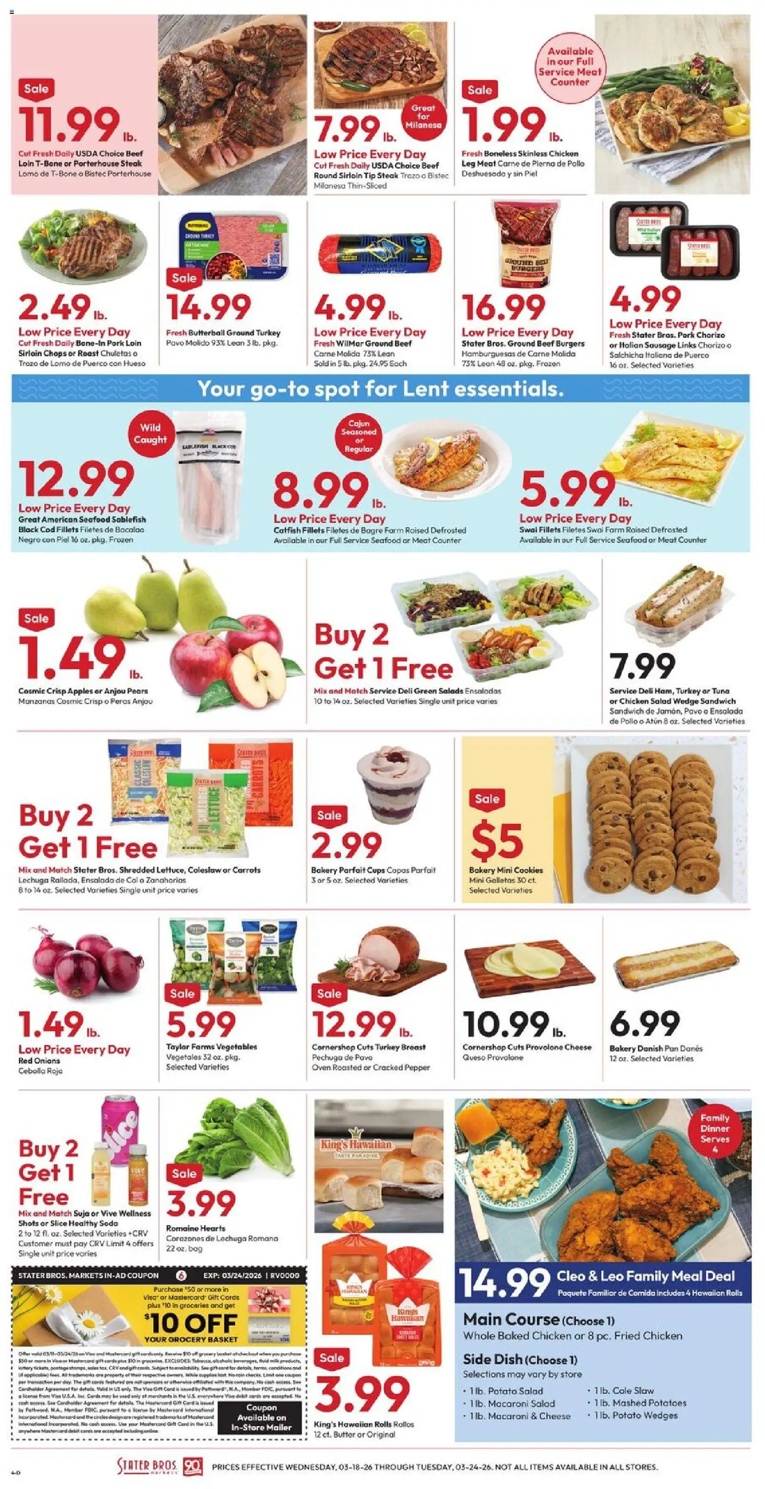 Stater Bros Weekly Ad - valid from 18.03.2026 | Page: 4 | Products: Salad, Potatoes, Vegetables, Oven