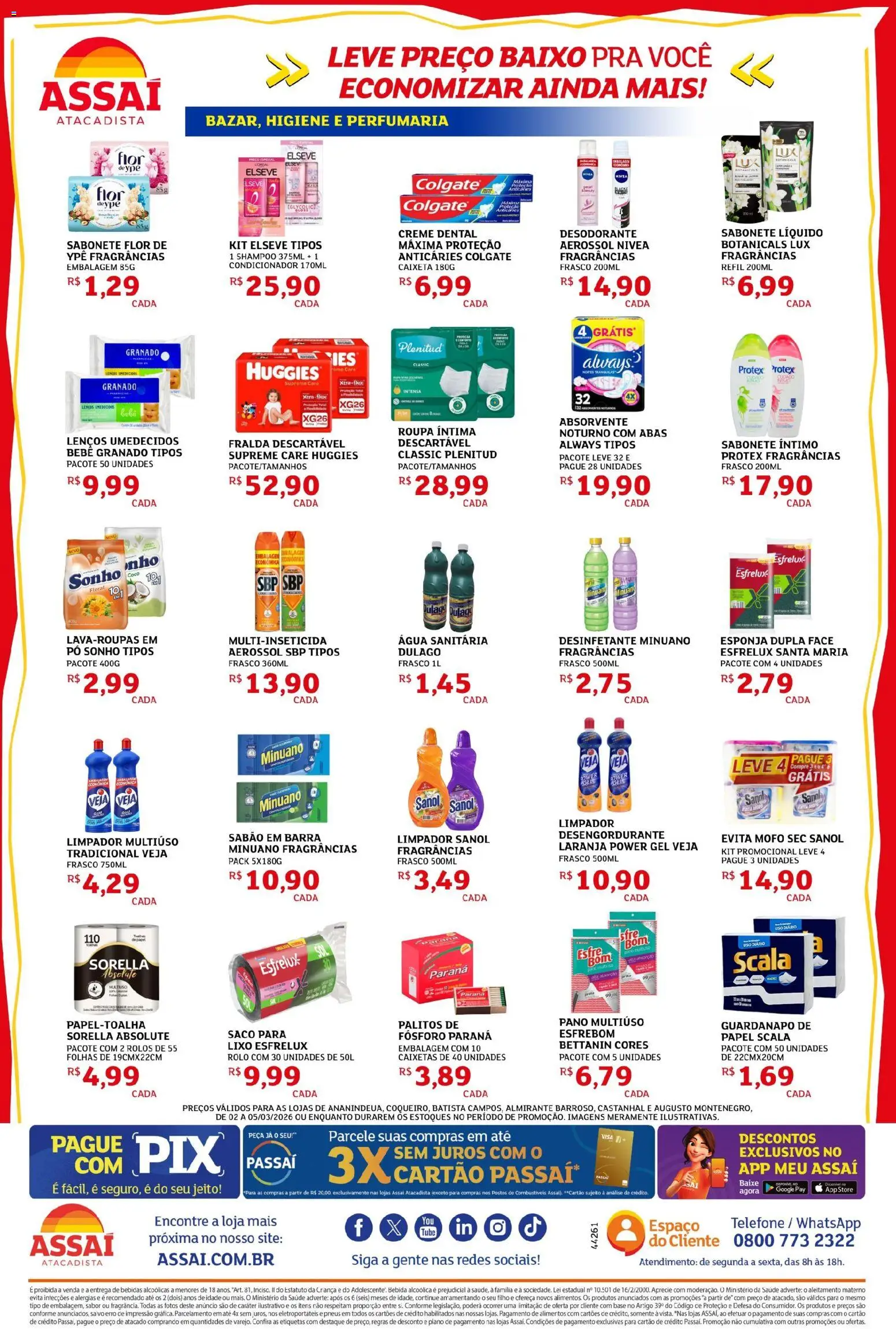 Assaí Atacadista Folheto - válido de 02.03.2026 | Página: 4 | Produtos: Pó, Sabão, Base, Sabonete