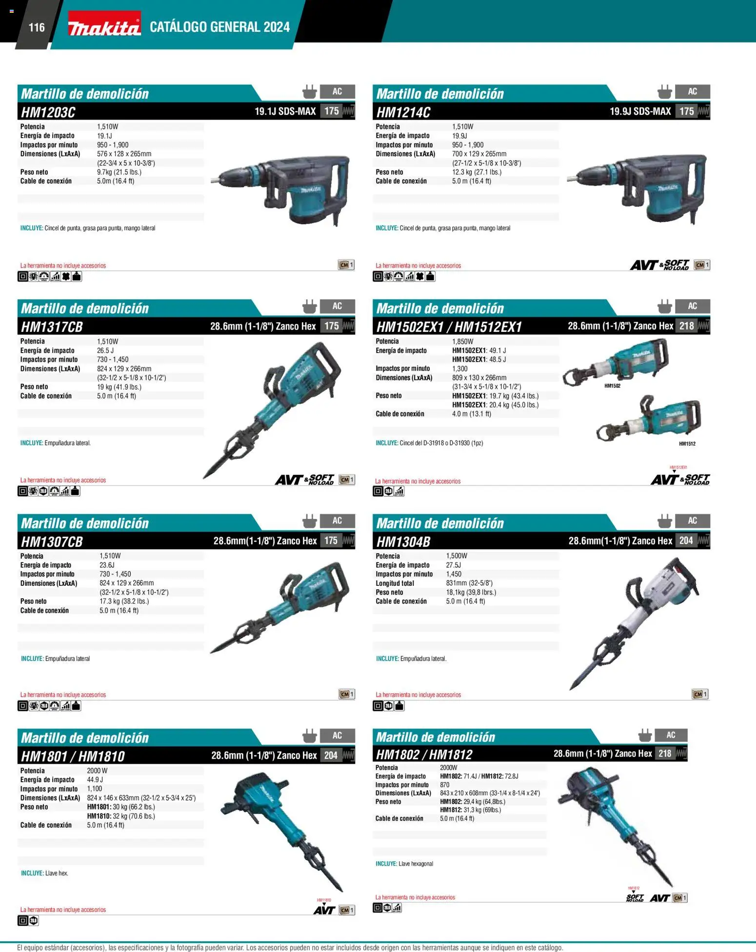Nuevas ofertas de Makita válidas en toda la República Mexicana desde el 01.01.2024. ¡Encuentra las mejores ofertas en Makita catálogo General! | Página: 116 | Productos: Mango, Cable, Martillo, Llave