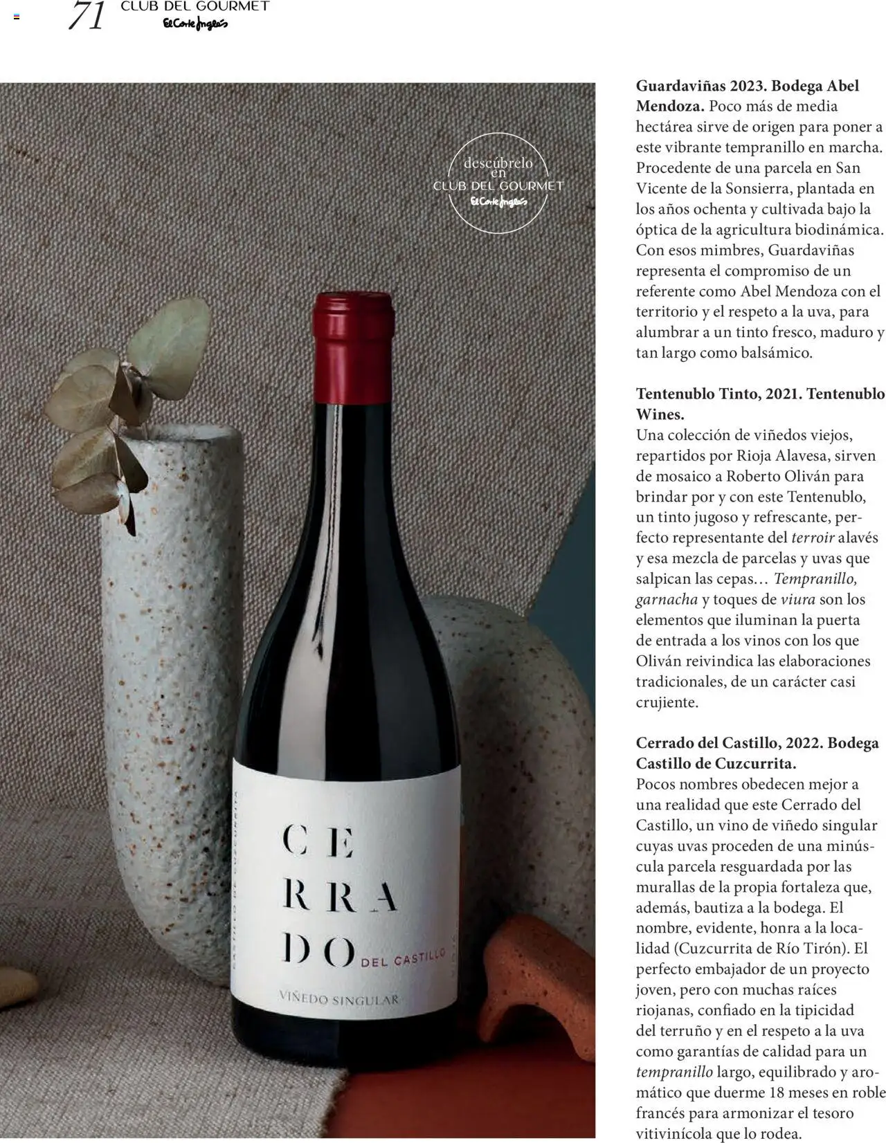 Nuevas ofertas de El Corte Inglés válidas en toda la República Mexicana desde el 29.09.2025. ¡Encuentra las mejores ofertas en El Corte Inglés - Catálogo Gourmet Magazine Otoño! | Página: 71 | Productos: Uva, Vino