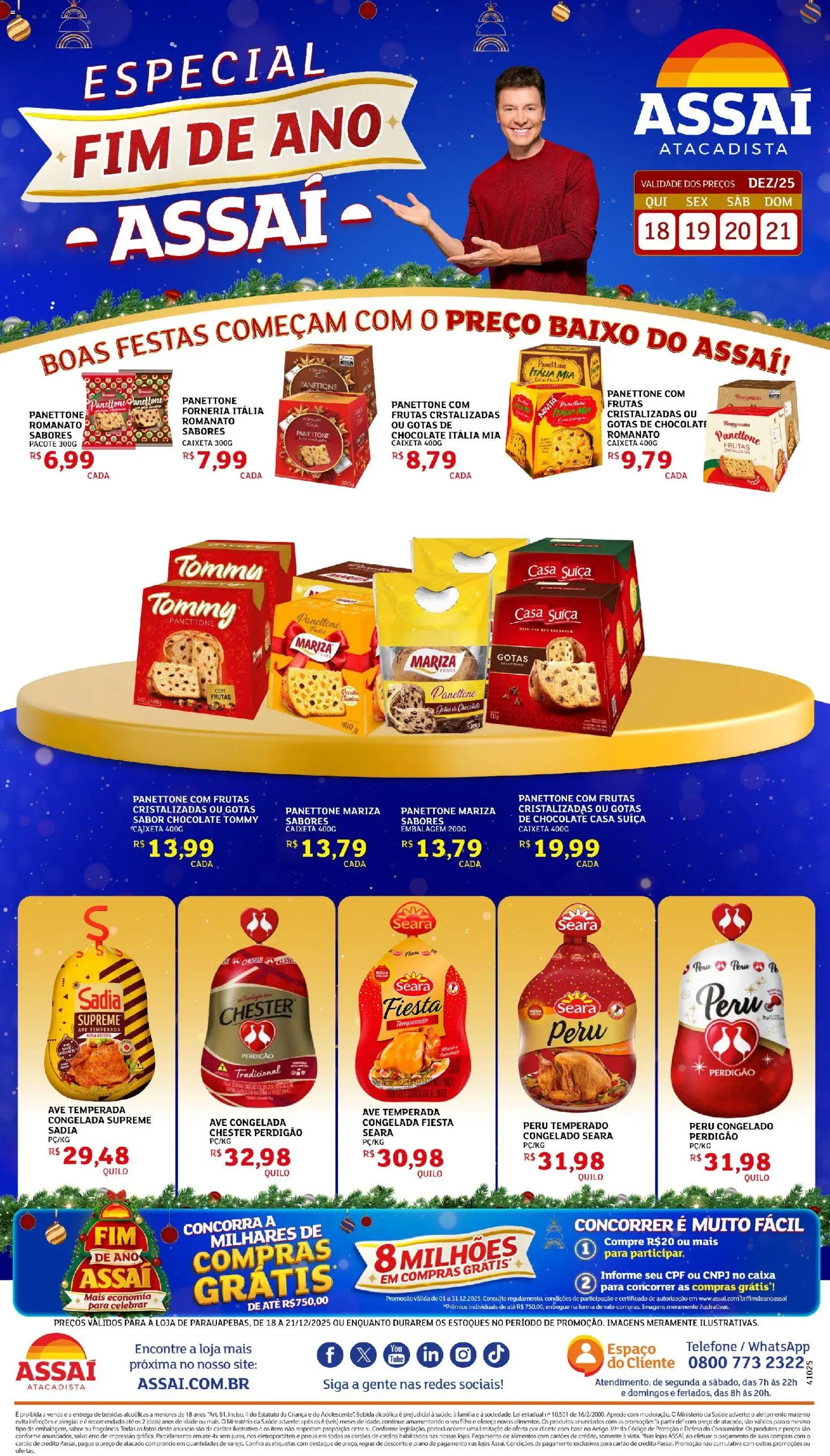 Assaí Atacadista Folheto - válido de 18.12.2025 | Página: 1 | Produtos: Panettone Itália Mia, Caixa, Pneus, Telefone