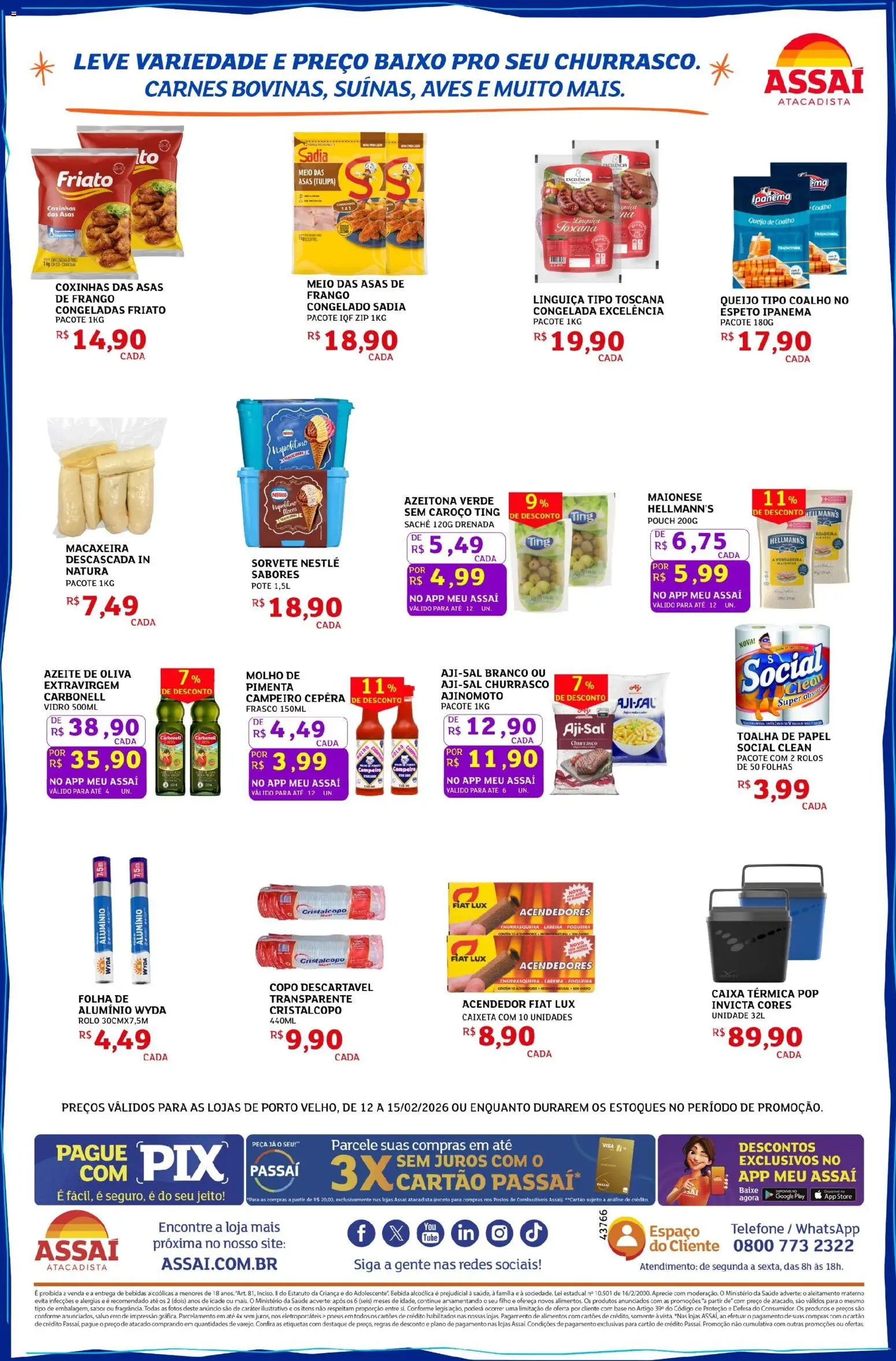 Assaí Atacadista Folheto - válido de 12.02.2026 | Página: 2 | Produtos: Caixa térmica, Caixa, Queijo, Friato