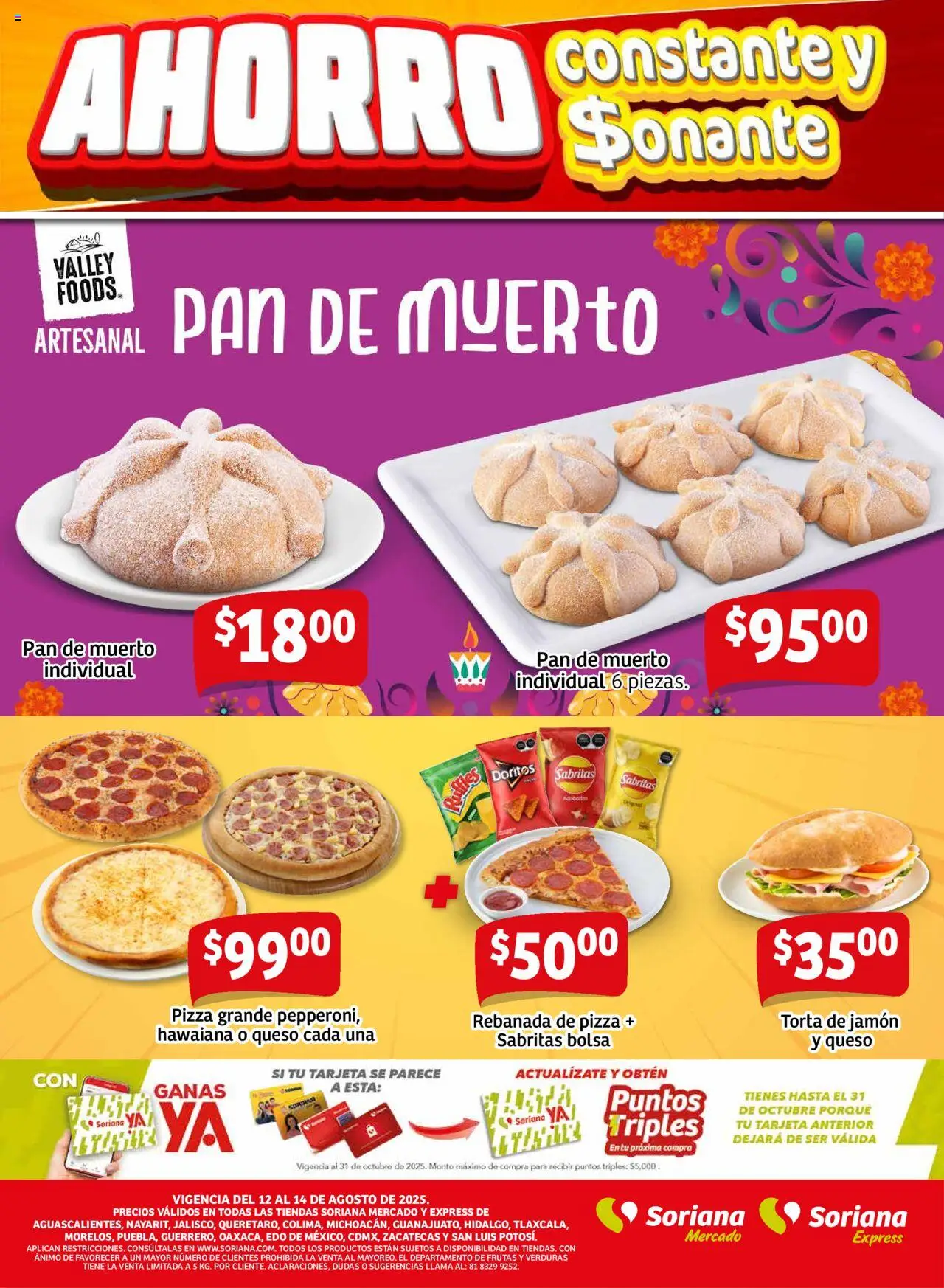 Nuevas ofertas de Soriana válidas en toda la República Mexicana desde el 12.08.2025. ¡Encuentra las mejores ofertas en Soriana - Frescos del Mandado Mercado: Ags, Nay, Jal, Qro, Col, Mich, Gto, Hgo, Tlax, Mor, Pue, Gro, Oax, Edo. de Mex, CDMX, Zac y SLP! | Página: 2 | Productos: Bolsa, Queso, Pan, Jamón