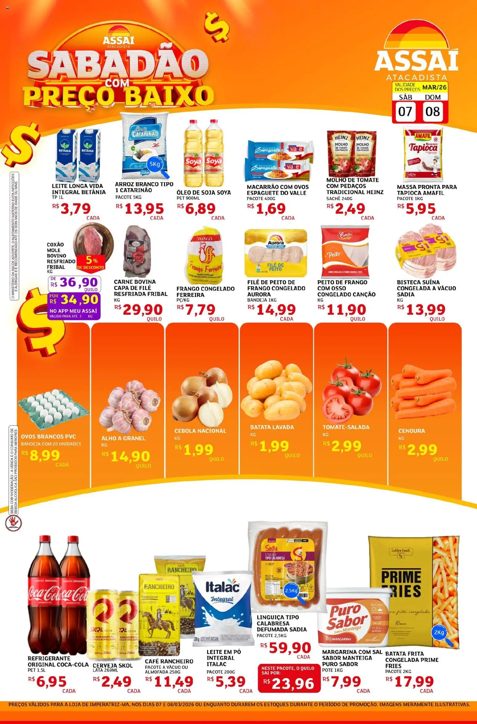Assaí Atacadista Folheto - válido de 07.03.2026 | Página: 1 | Produtos: Cebola, Almofada, Refrigerante, Margarina