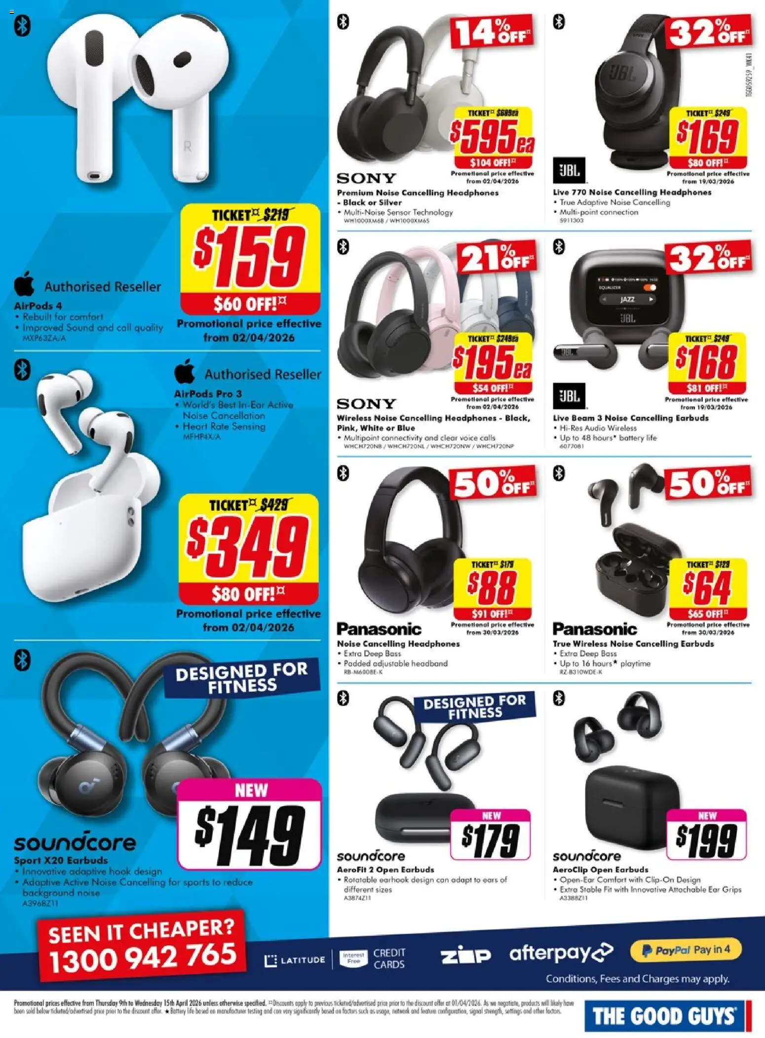 The Good Guys catalogue - valid from 08.04.2026 | Page: 20 | Products: Battery, Headband, Audio, Headphones
