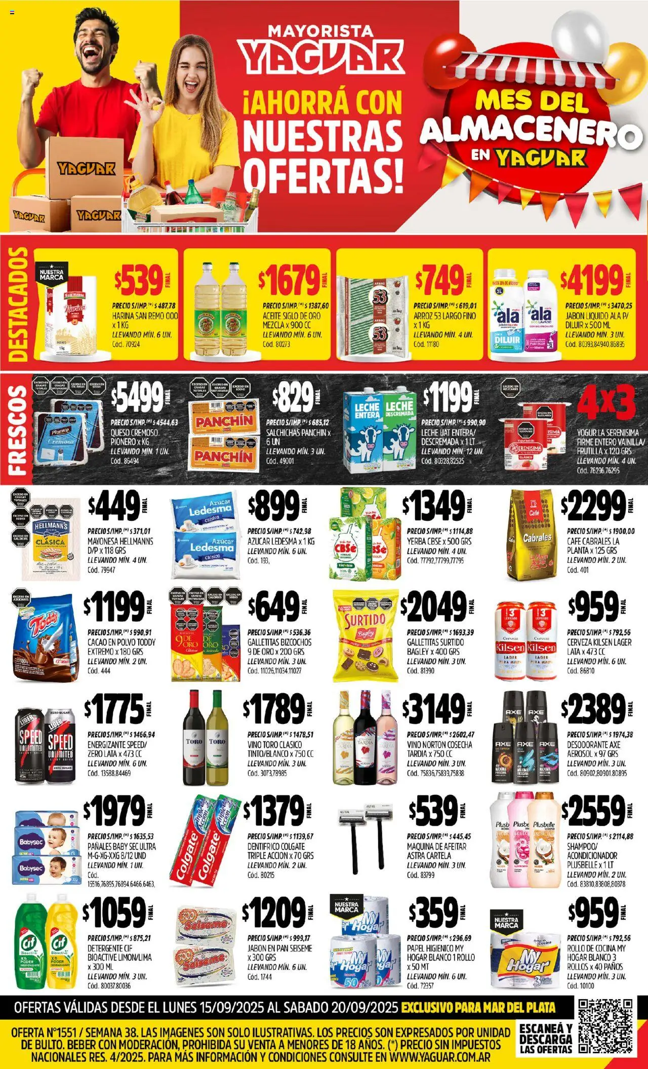 Yaguar - Mar del Plata │ válido desde el 15.09.2025 | Página: 1 | Productos: Papel higiénico, Maquina de afeitar, Harina, Cerveza