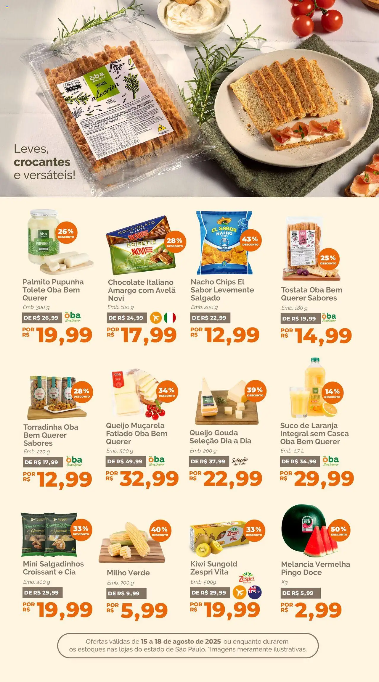 Oba Hortifruti Folheto - válido de 15.08.2025 | Página: 5 | Produtos: Pupunha, Queijo, Muçarela, Kiwi