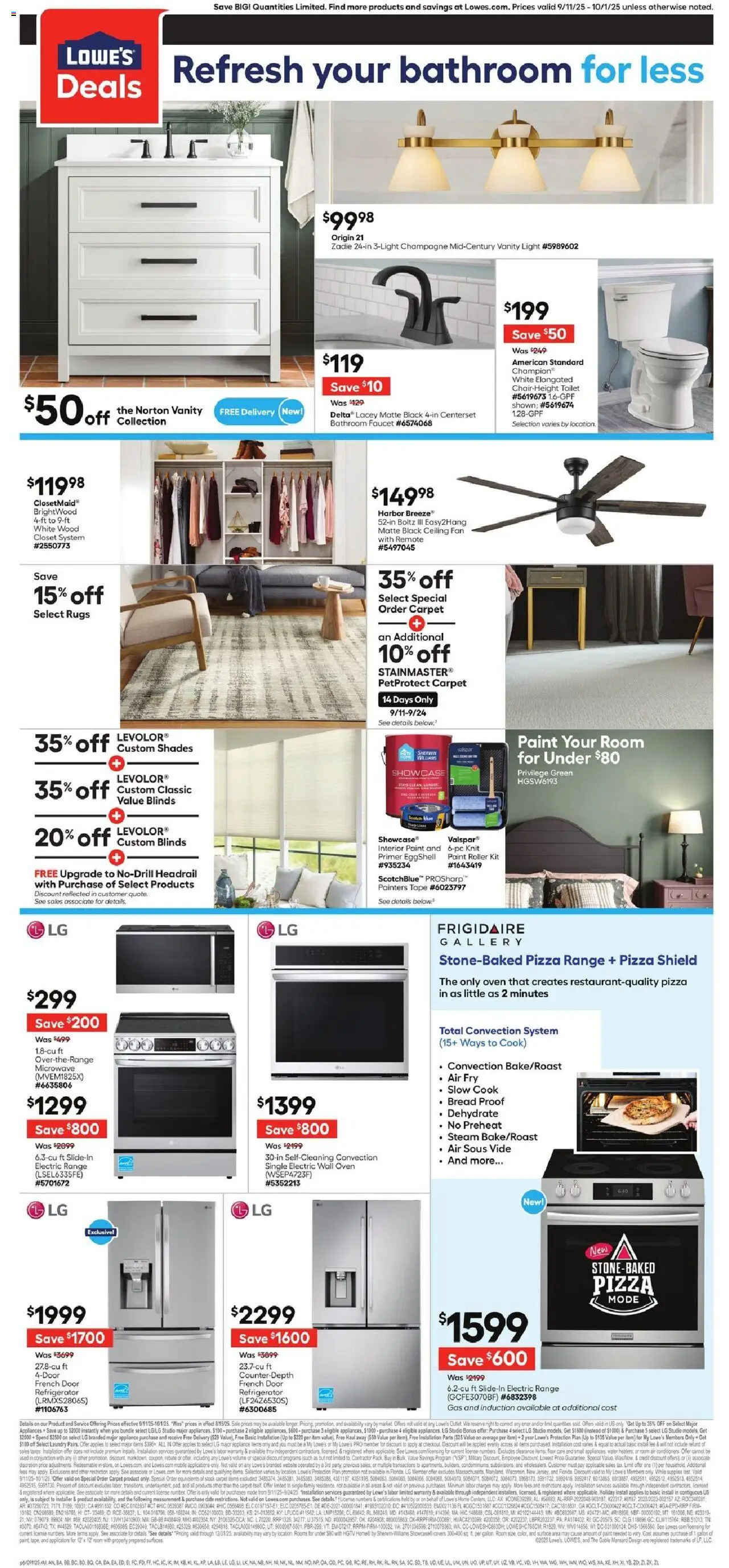 Lowe's Weekly Ad - valid from 11.09.2025 | Page: 6 | Products: Closet, Date, Refrigerator, Fan