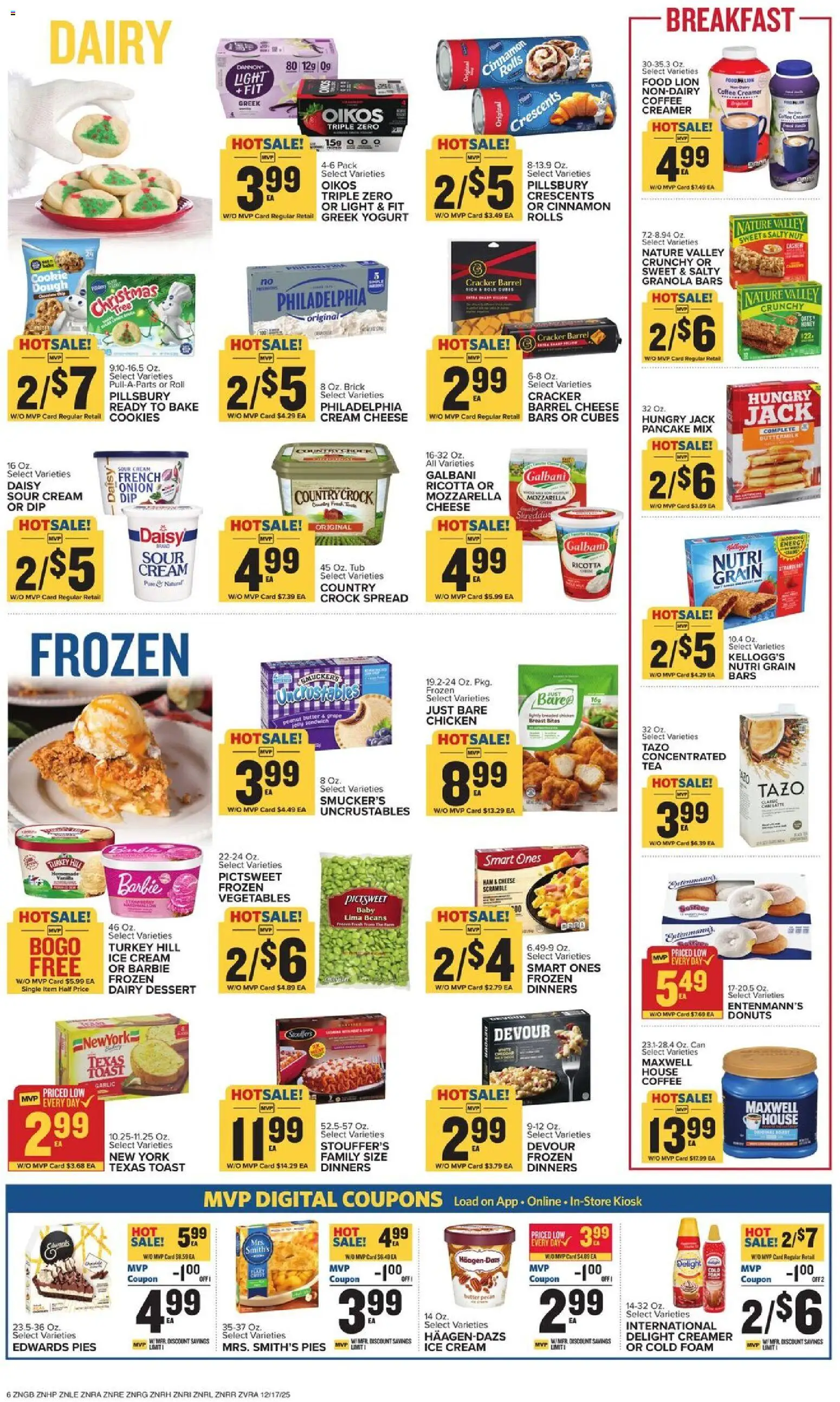 Food Lion Weekly Ad - valid from 17.12.2025 | Page: 11 | Products: Yogurt, Coffee, Ham, Ice cream