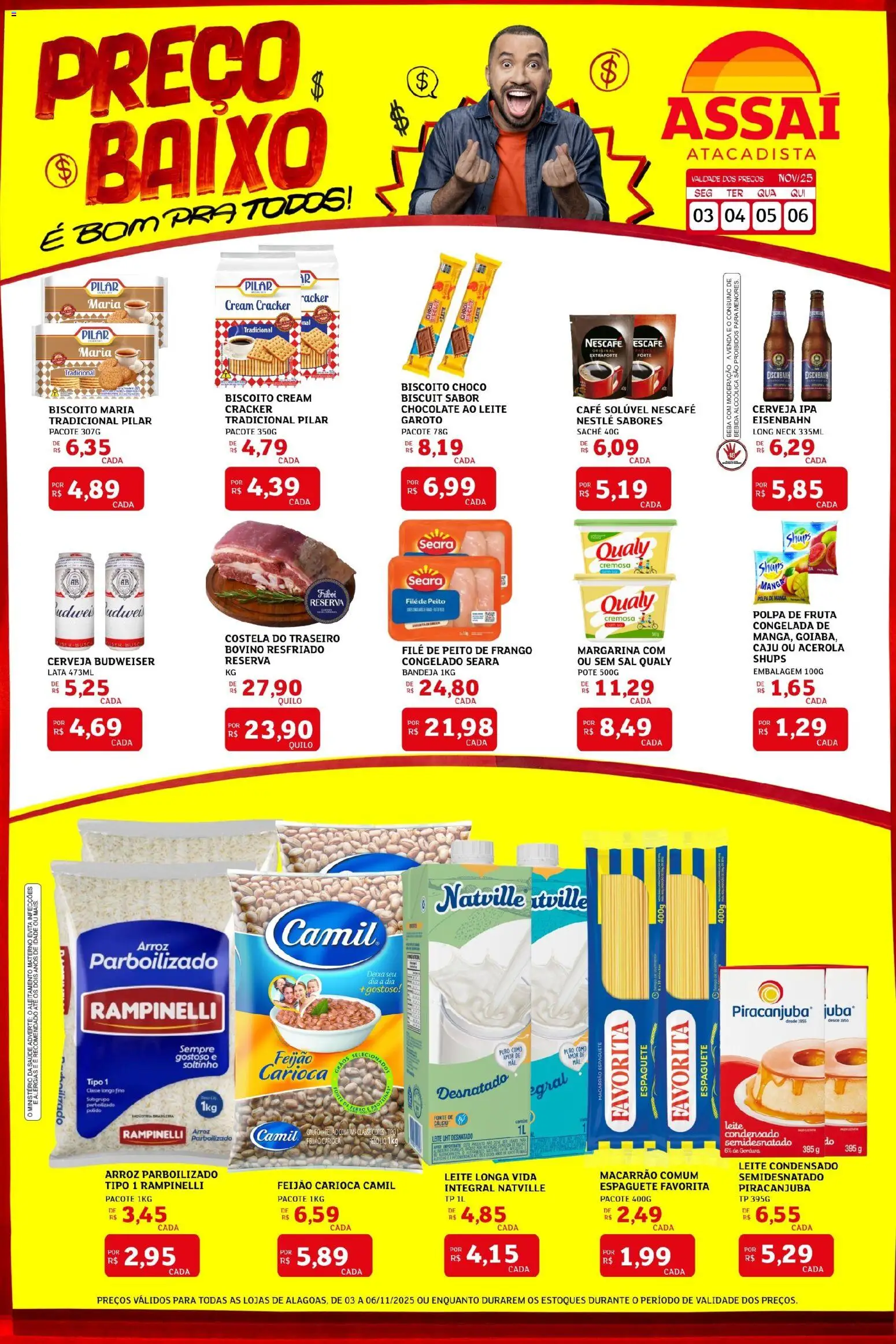 Assaí Atacadista Folheto - válido de 03.11.2025 | Página: 1 | Produtos: Cerveja, Bandeja, Leite condensado, Café solúvel
