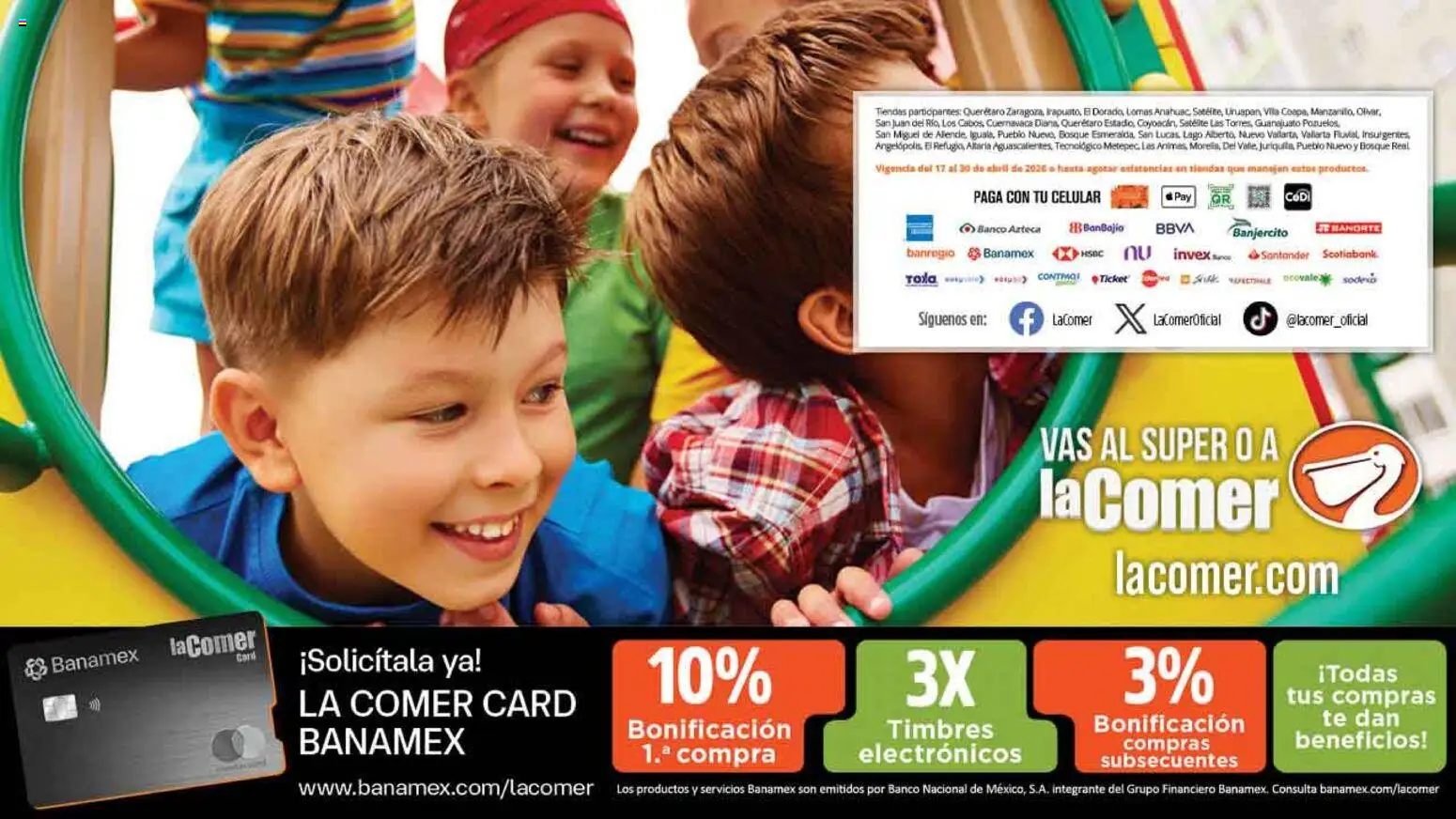 Nuevas ofertas de La Comer válidas en toda la República Mexicana desde el 17.04.2026. ¡Encuentra las mejores ofertas en La Comer folleto Día del Niño! | Página: 44 | Productos: Banco, Té, Satélite