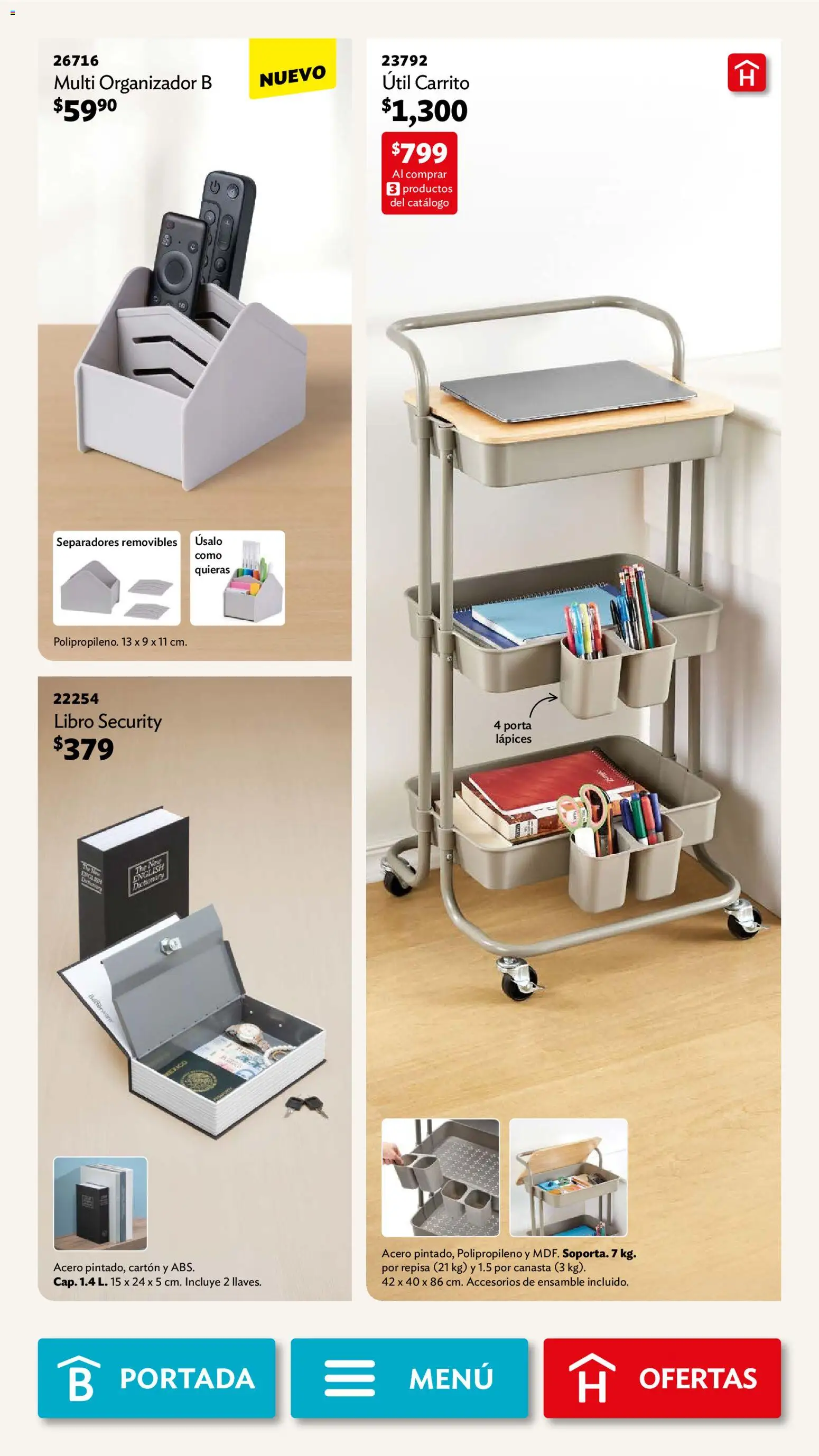 Nuevas ofertas de Betterware válidas en toda la República Mexicana desde el 05.01.2026. ¡Encuentra las mejores ofertas en Betterware campaña 1 2026! | Página: 78 | Productos: Repisa, Organizador, Canasta