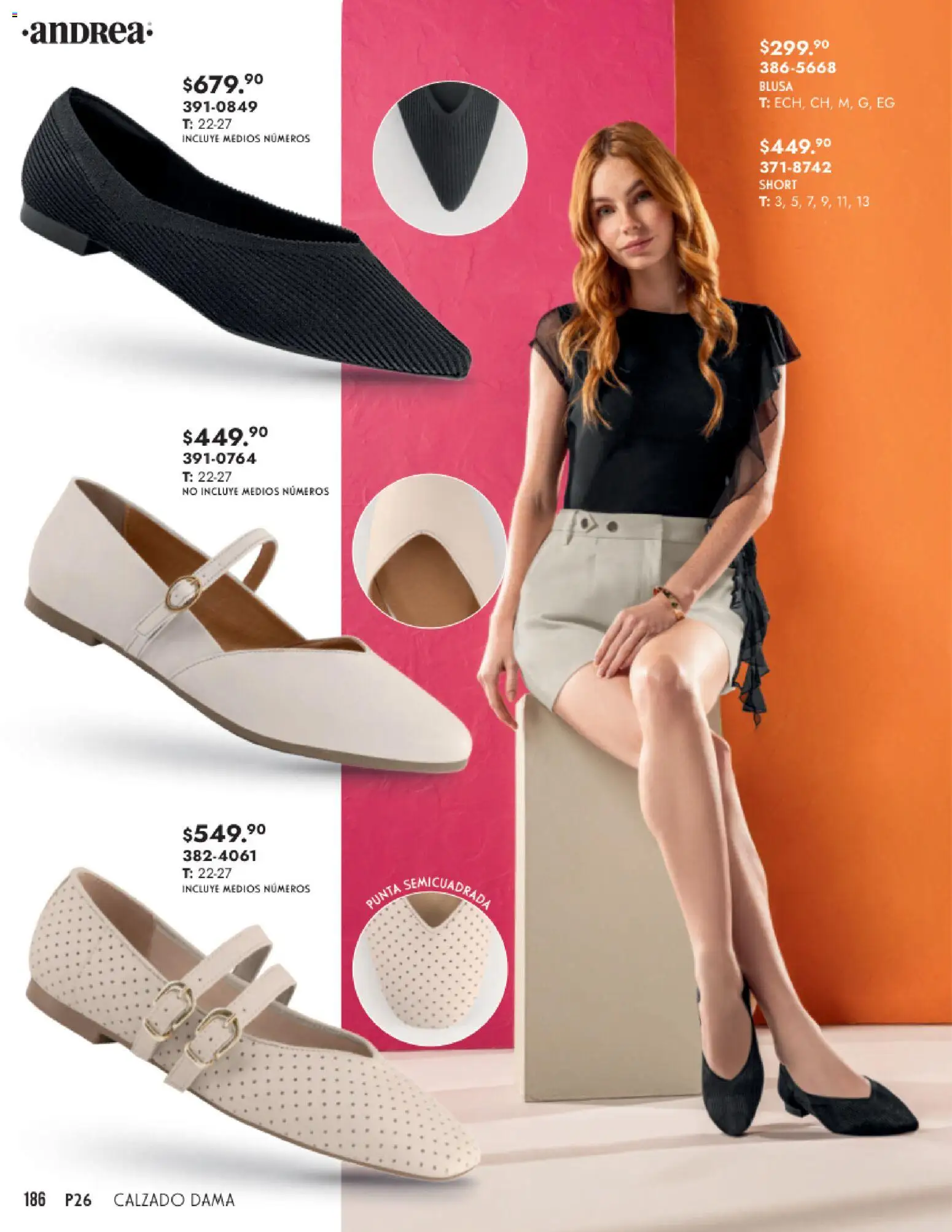 Nuevas ofertas de Andrea válidas en toda la República Mexicana desde el 25.01.2026. ¡Encuentra las mejores ofertas en Andrea catálogo Calzado Dama! | Página: 186 | Productos: Blusa, Short