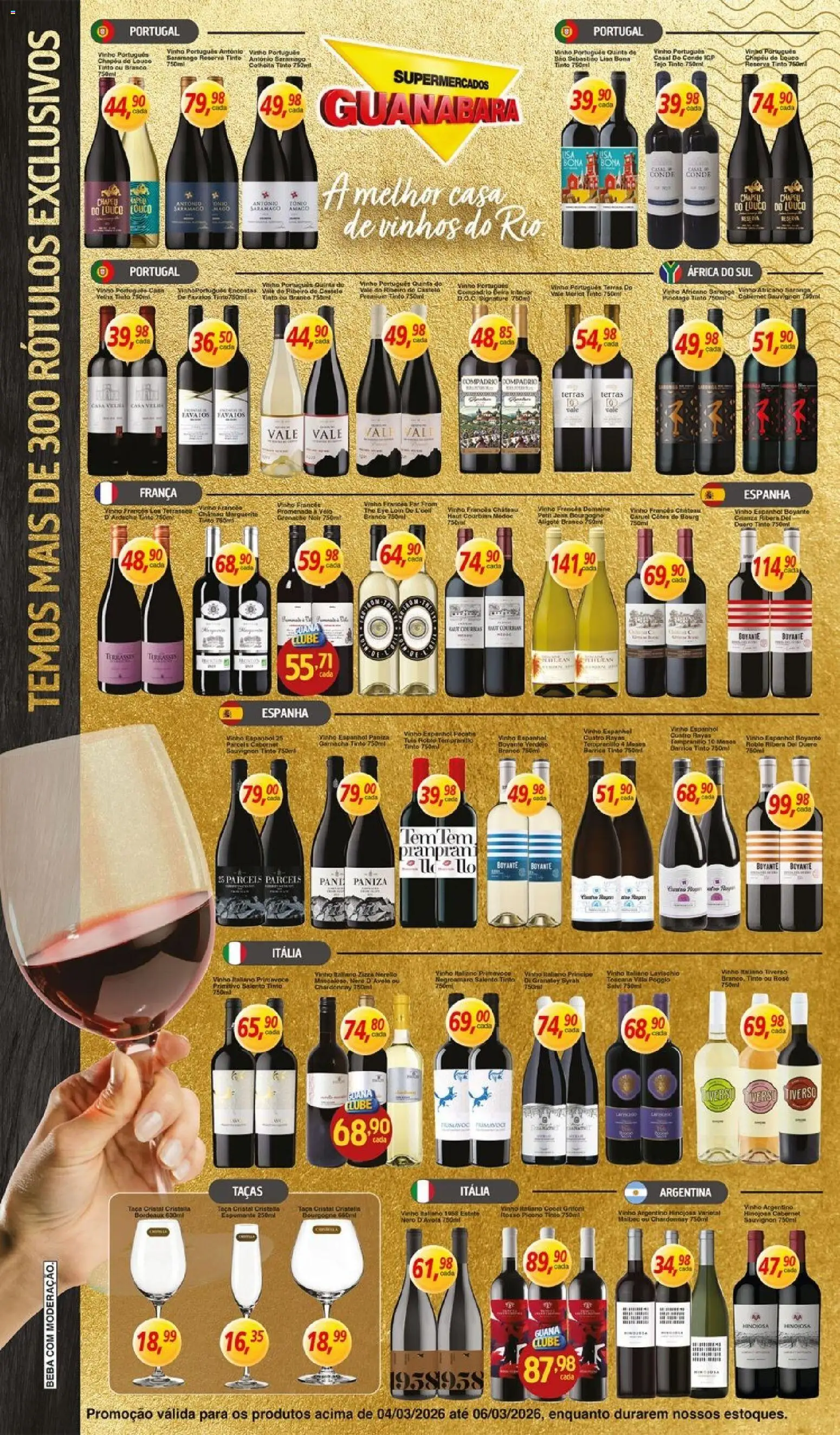 Supermercados Guanabara Folheto - válido de 04.03.2026 | Página: 6 | Produtos: Espumante, Taças, Vinho, Chapéu