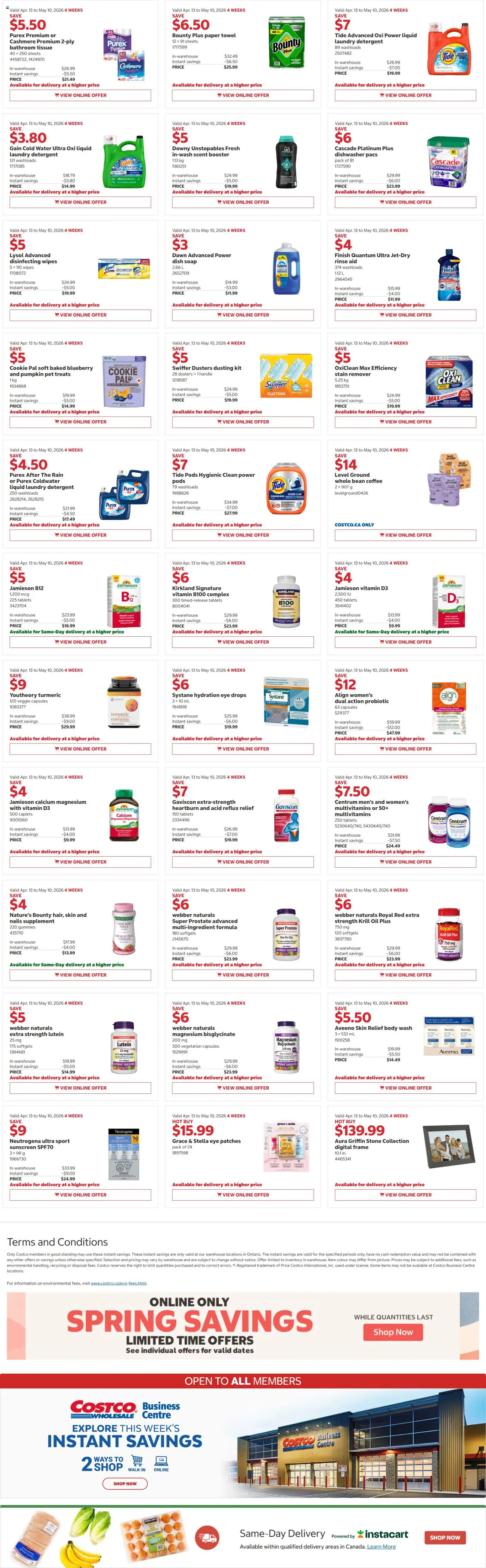 Costco flyer valid from 13.04.2026 | Page: 3 | Products: Sunscreen, Stain remover, Detergent, Oil
