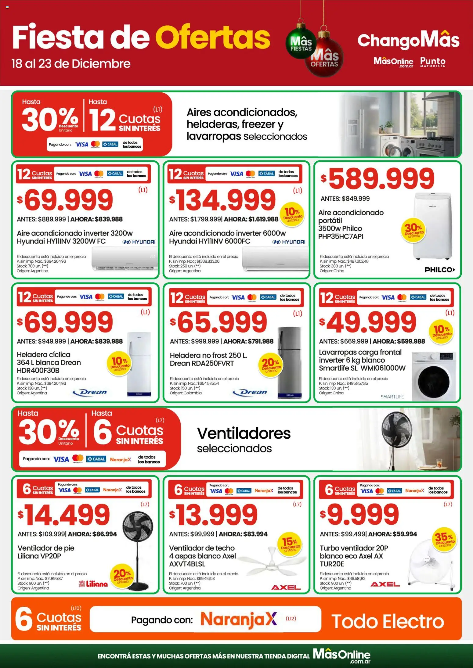 Changomas ofertas │ válido desde el 18.12.2025 | Página: 18 | Productos: Aire acondicionado, Ventilador, Heladera, Freezer