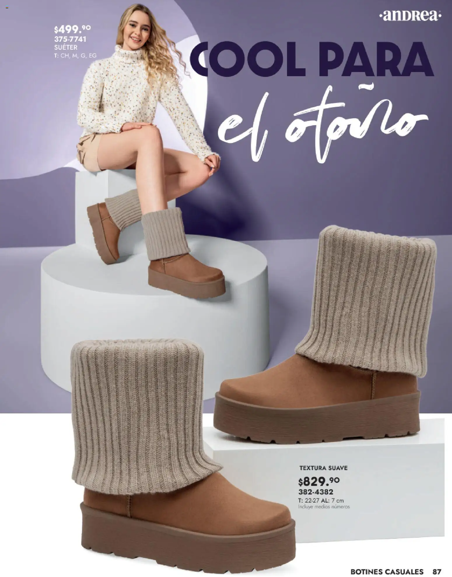 Nuevas ofertas de Andrea válidas en toda la República Mexicana desde el 24.08.2025. ¡Encuentra las mejores ofertas en Andrea - Catálogo Calzado Dama! | Página: 87 | Productos: Suéter, Botines