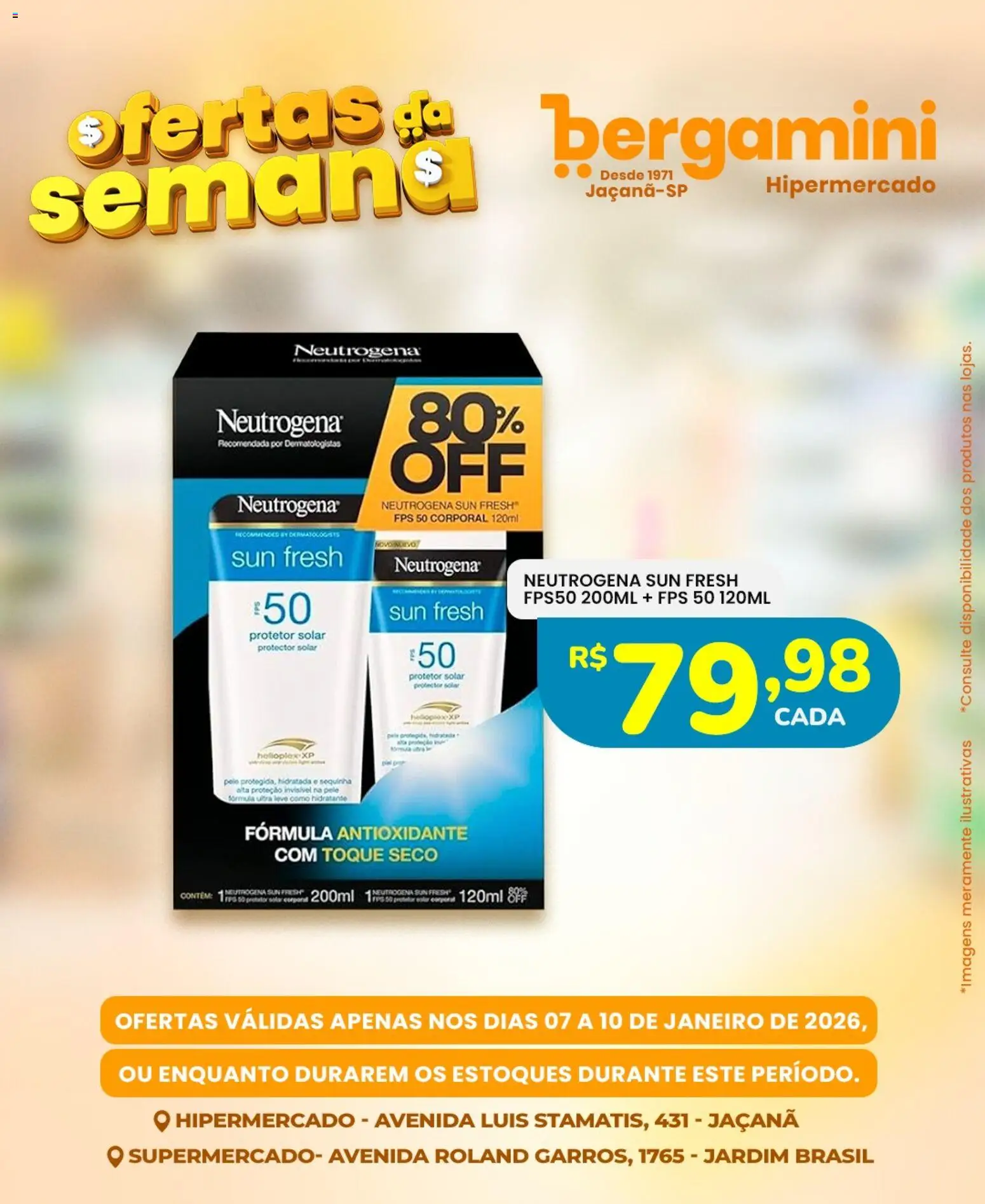 Supermercado Bergamini Folheto - válido de 07.01.2026 | Página: 19 | Produtos: Protetor solar