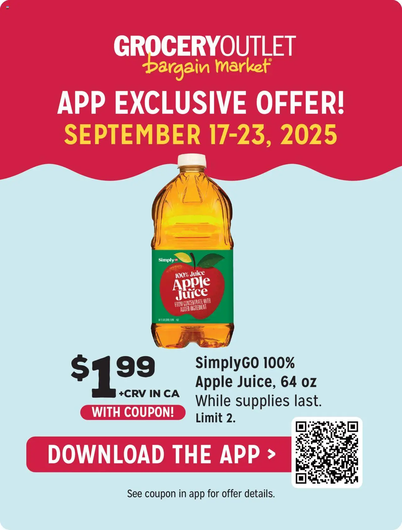 Grocery Outlet Weekly Ad - CA - valid from 17.09.2025 | Page: 1 | Products: Juice